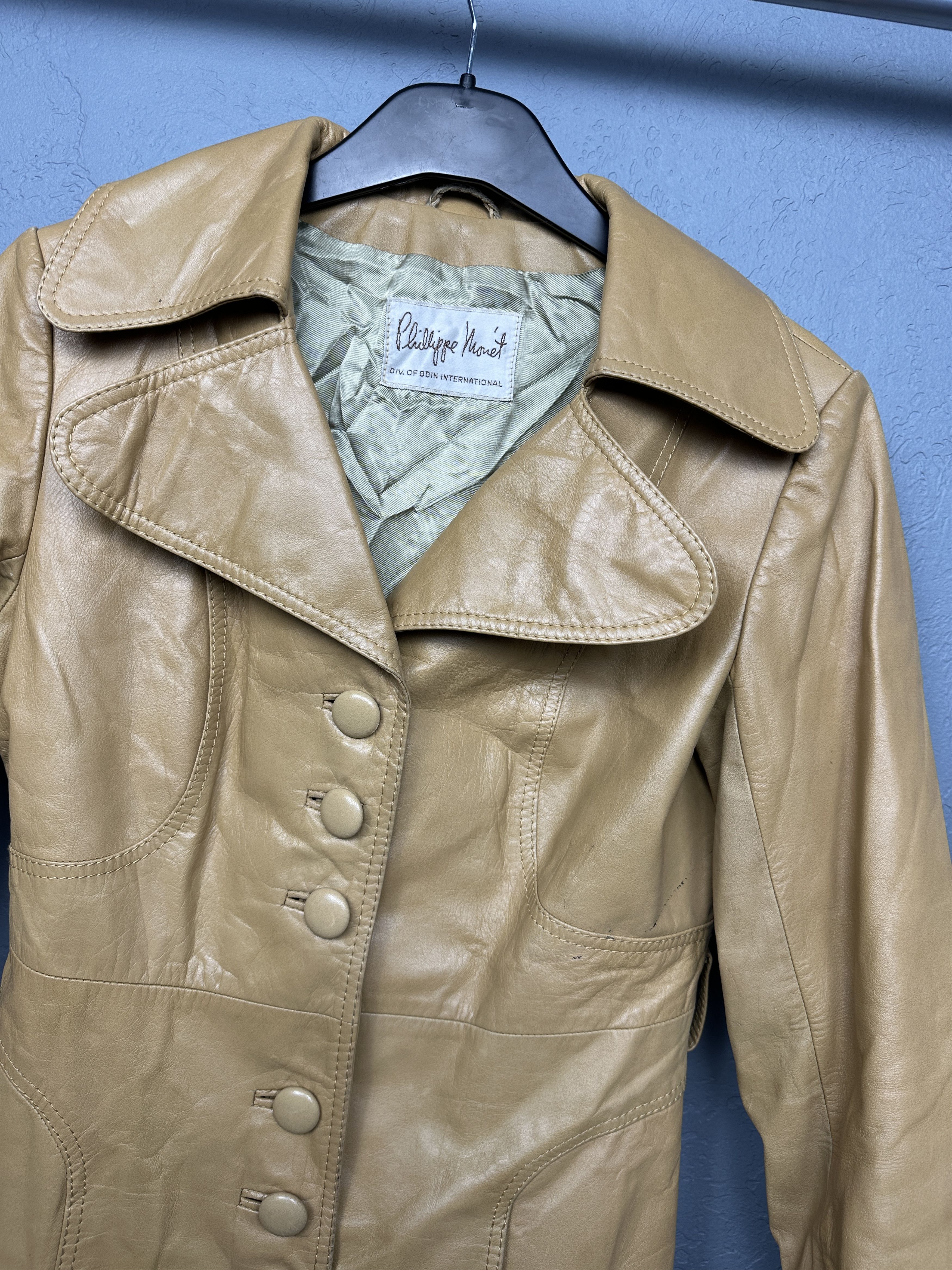 Other Philippe Monet Womens Leather Trench Coat Jacket Size S / US 4 / IT 40 - 2 Thumbnail