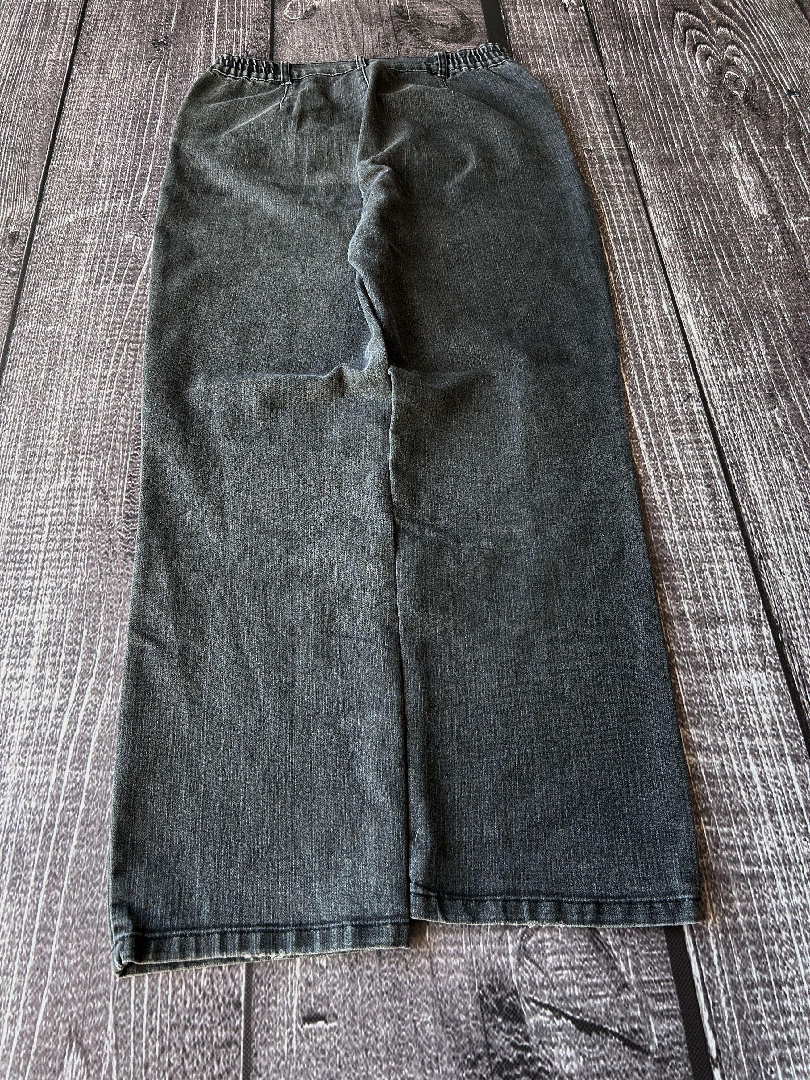 Vintage Dark Wash Wide Leg Denim Jeans Minimal Baggy Y2K Style Size US 32 / EU 48 - 2 Thumbnail