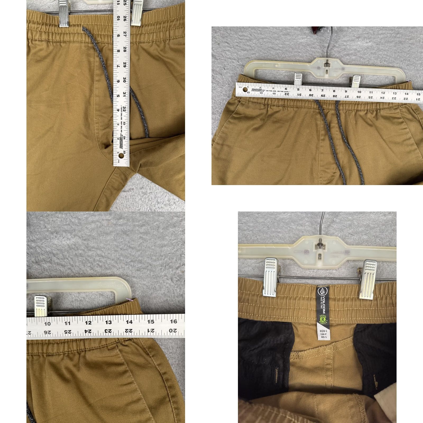 Volcom Volcom Shorts Mens 30 Brown Chino 9 Inseam Drawstring Elastic Waist Summer Venting Logo Pockets Casual Regular Fit Size US 30 / EU 46 - 8 Thumbnail