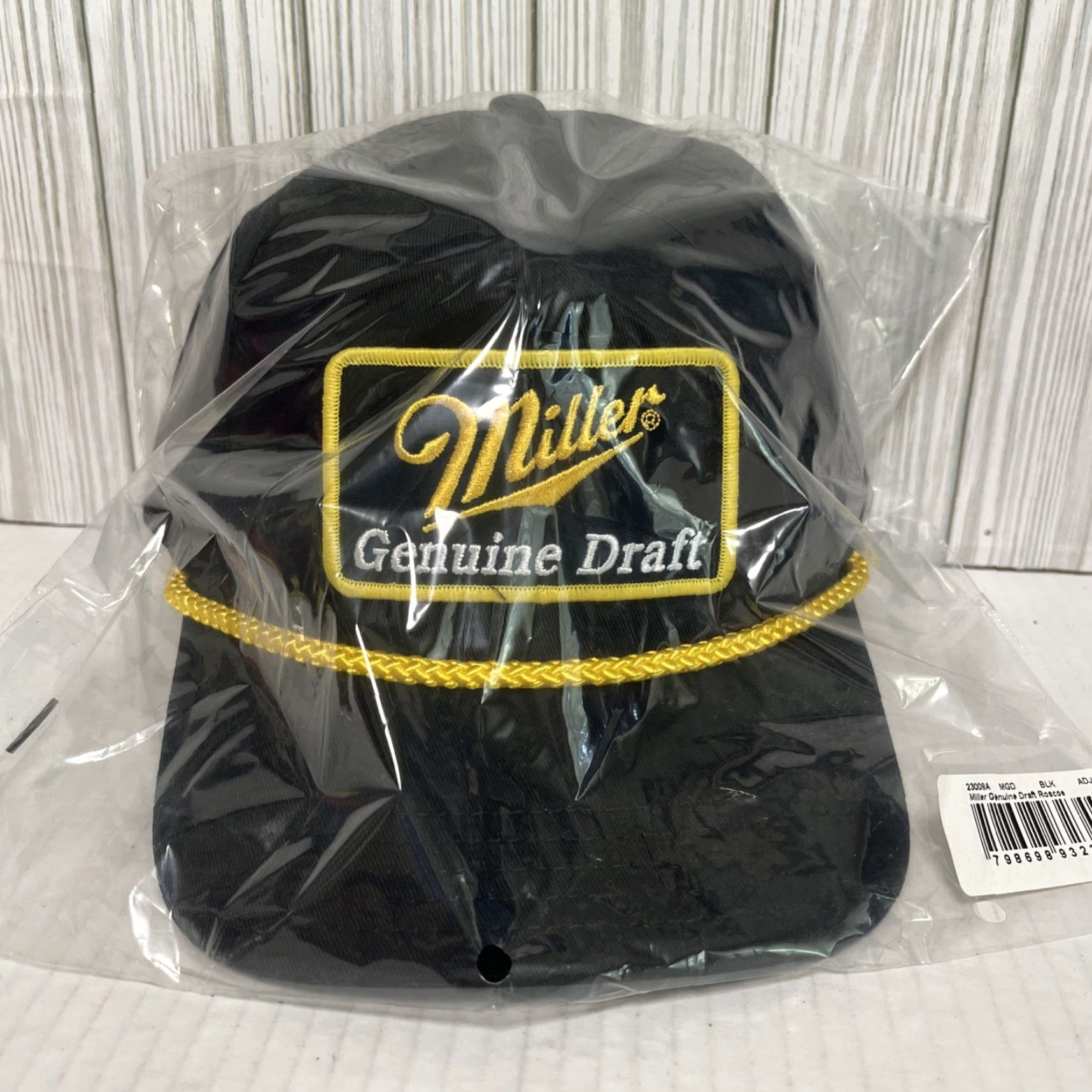 American Needle Miller Genuine Draft Hat Cap Snap Back Rope Trucker Patch MGD Beer Black Gold Size ONE SIZE - 5 Thumbnail