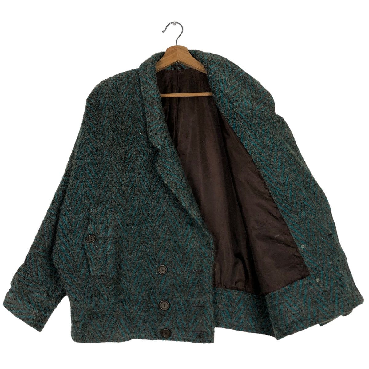 Japanese Brand 🔥Rich Green Fly Wool Herringbone Bomber Jacket Issey Miyake Size US M / EU 48-50 / 2 - 9 Thumbnail