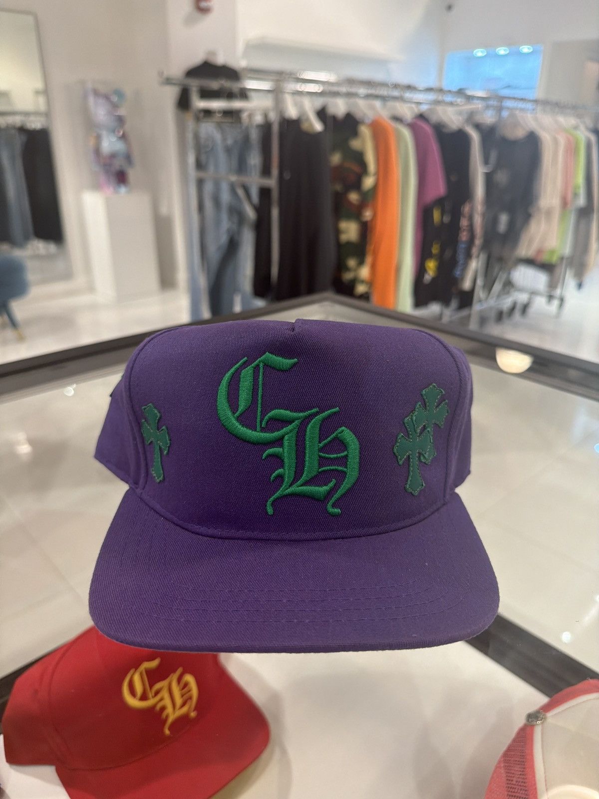 Chrome Hearts Chrome Hearts CH Cross Patch Purple/Green Hat Size ONE SIZE - 1 Thumbnail