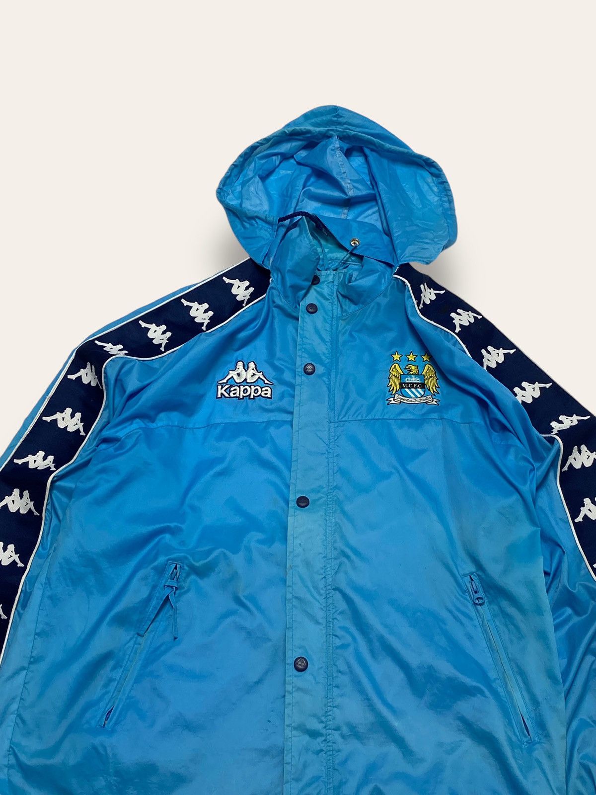 Kappa RARE! 90s Vintage KAPPA MANCHESTER CITY Windbreaker Hooded Size US XL / EU 56 / 4 - 2 Thumbnail
