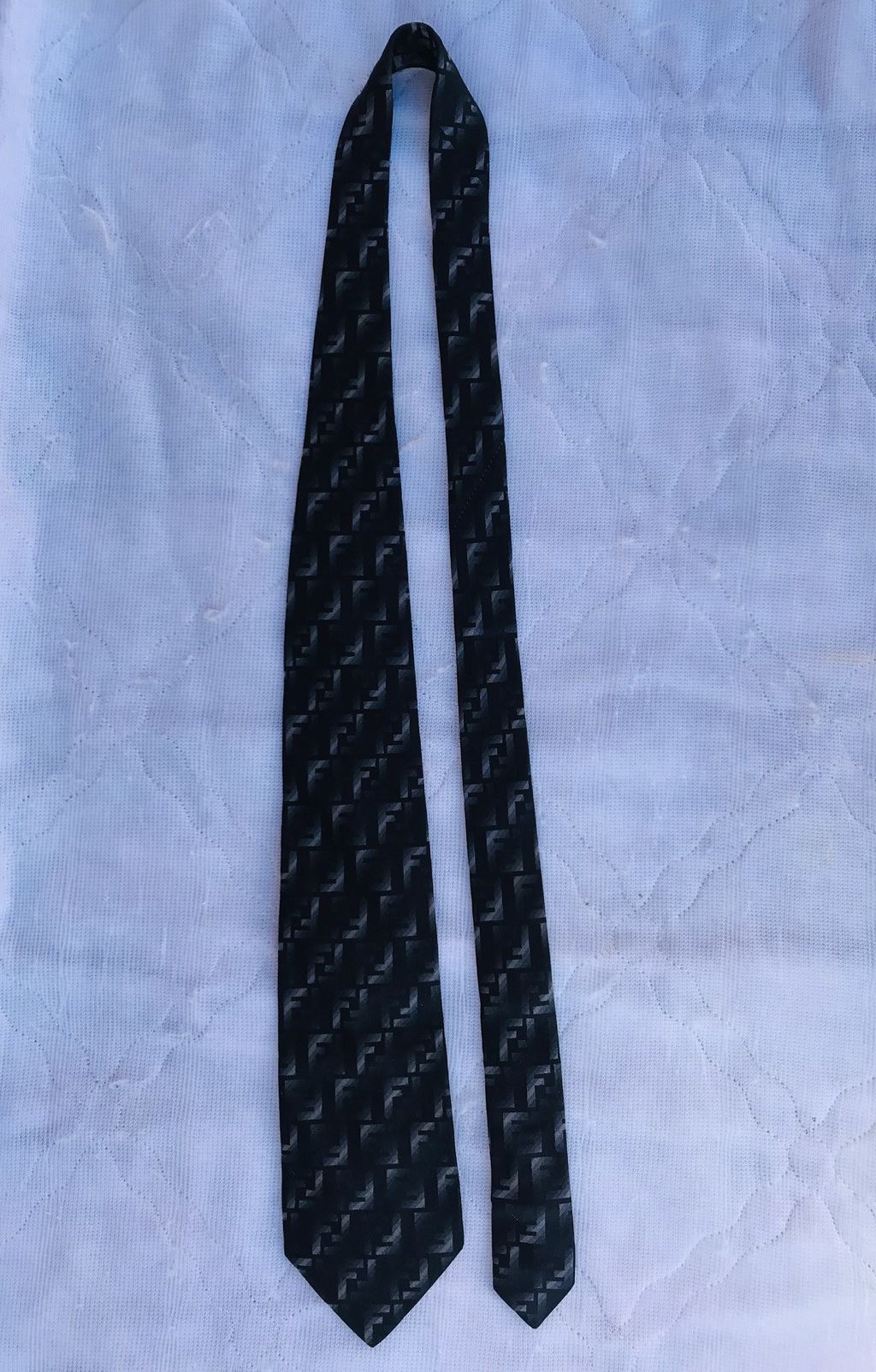 image of Fendi Cravatte Full Monogram Vintage Silk Tie in Black, Men's