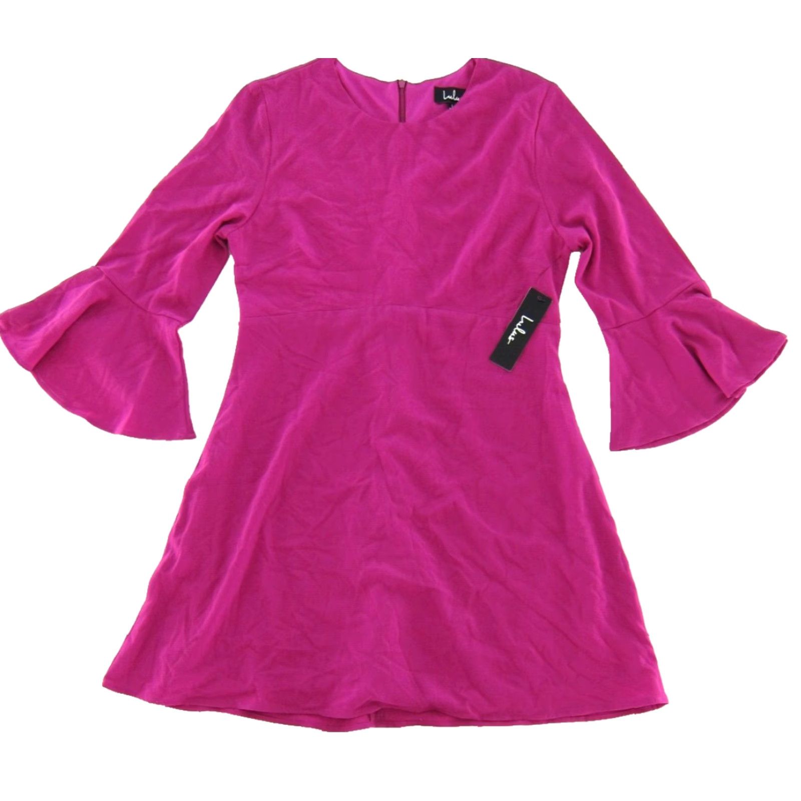Lulus VINTAGE NWT Lulu's Magenta Pink Long Sleeve Flare Sleeve Sheath Dress Women Large Size L / US 10 / IT 46 - 2 Thumbnail