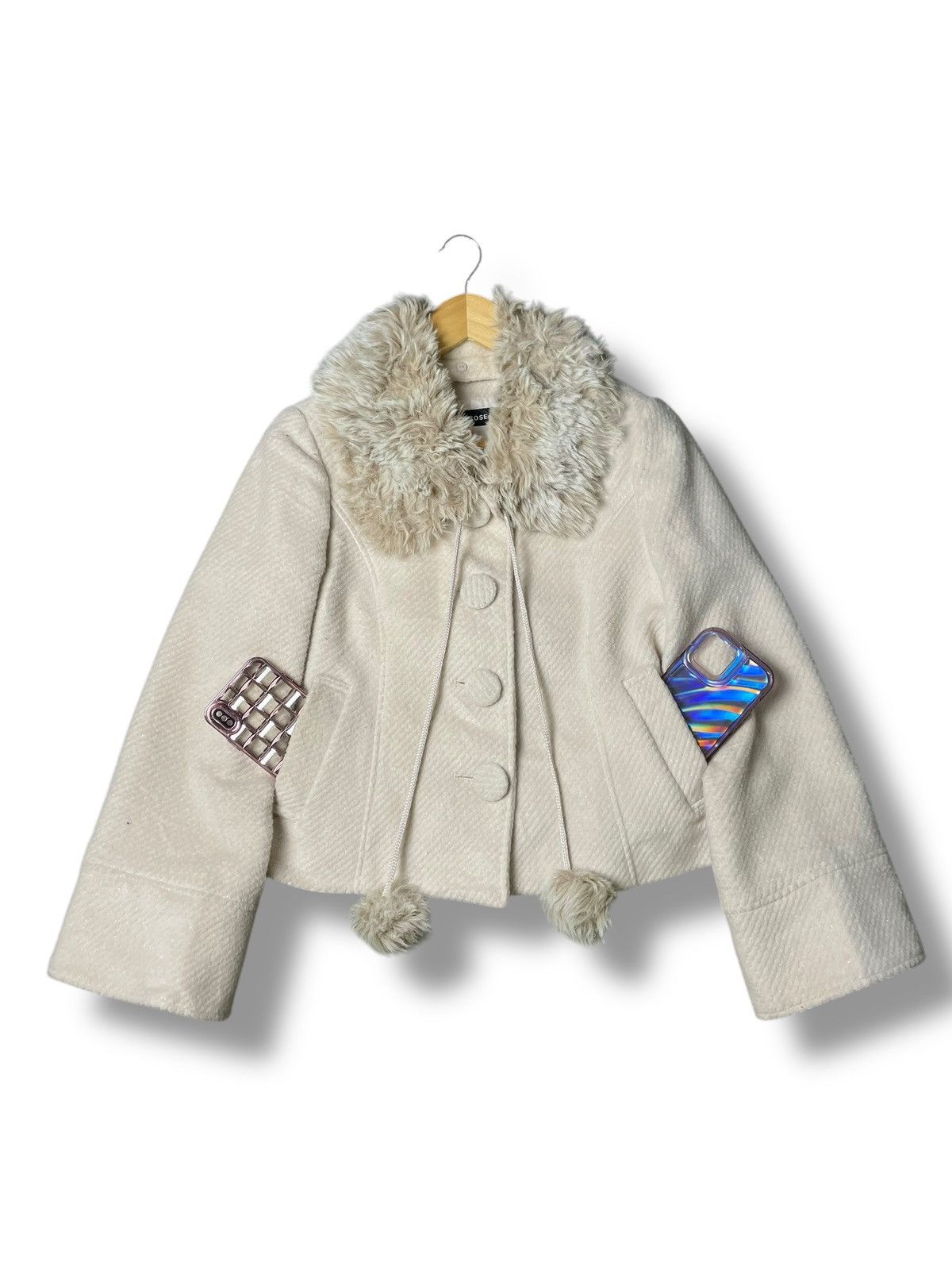 Japanese Brand × Vintage L’EST ROSE Faux Fur Collar Crop Coat (78) Size XXS / US 00 / IT 34 - 2 Thumbnail