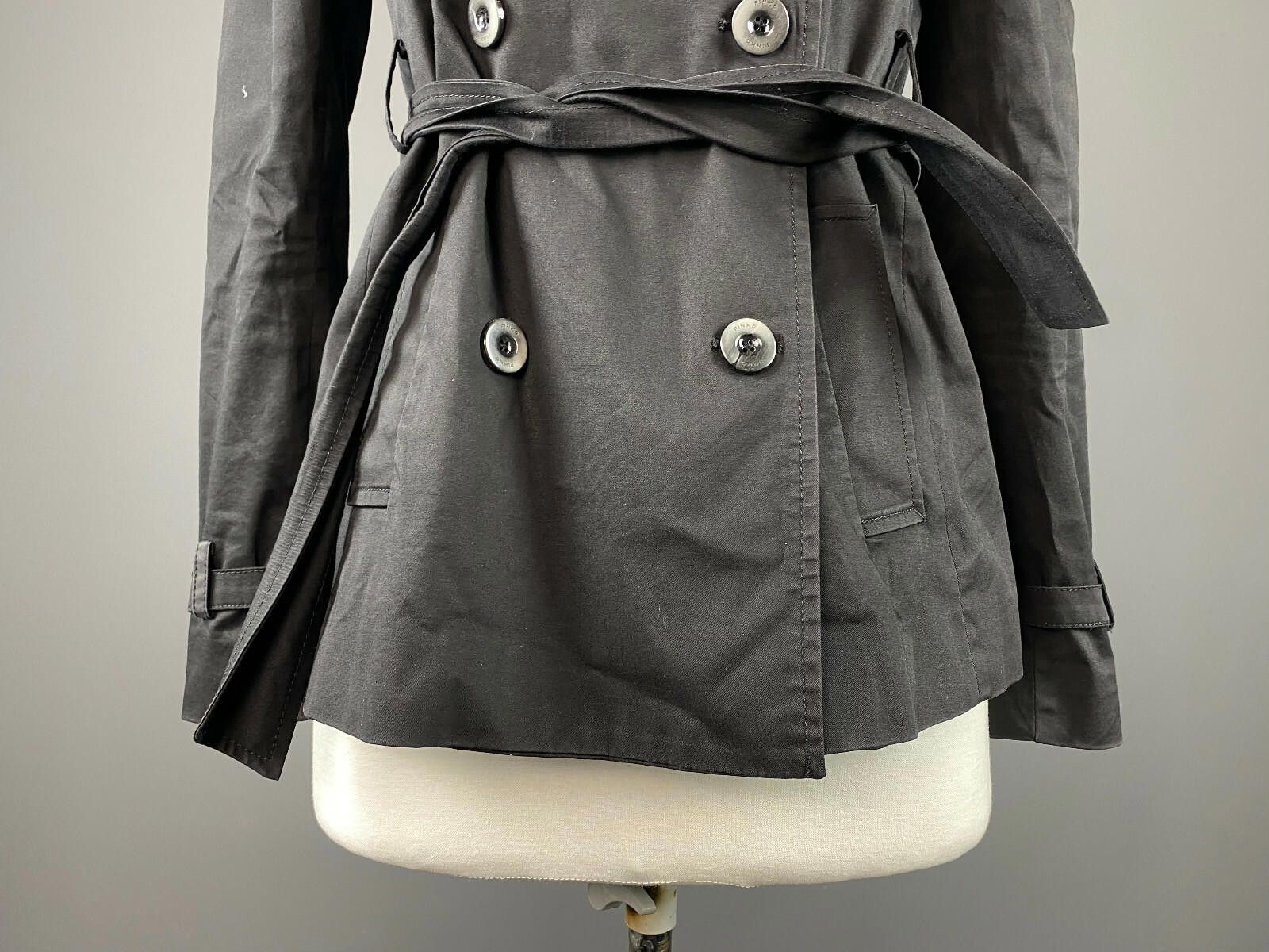 Pink Floyd Pinko Black Cotton Double Breasted Coat Size US 4 GB 8 IT 40 Size S / US 4 / IT 40 - 3 Thumbnail