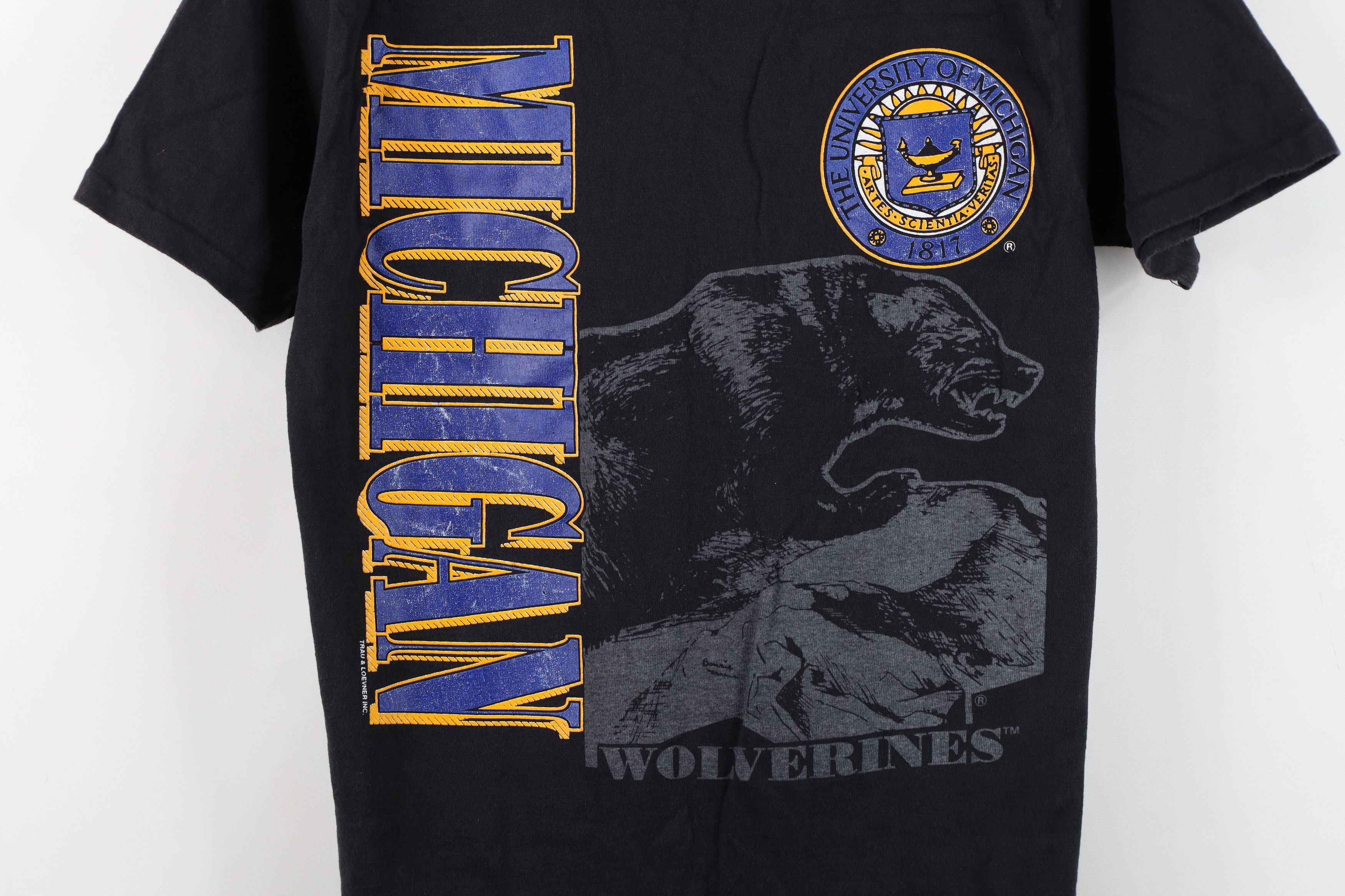 Vintage Vintage 90s Spell University of Michigan T-Shirt Black USA Size US L / EU 52-54 / 3 - 4 Thumbnail