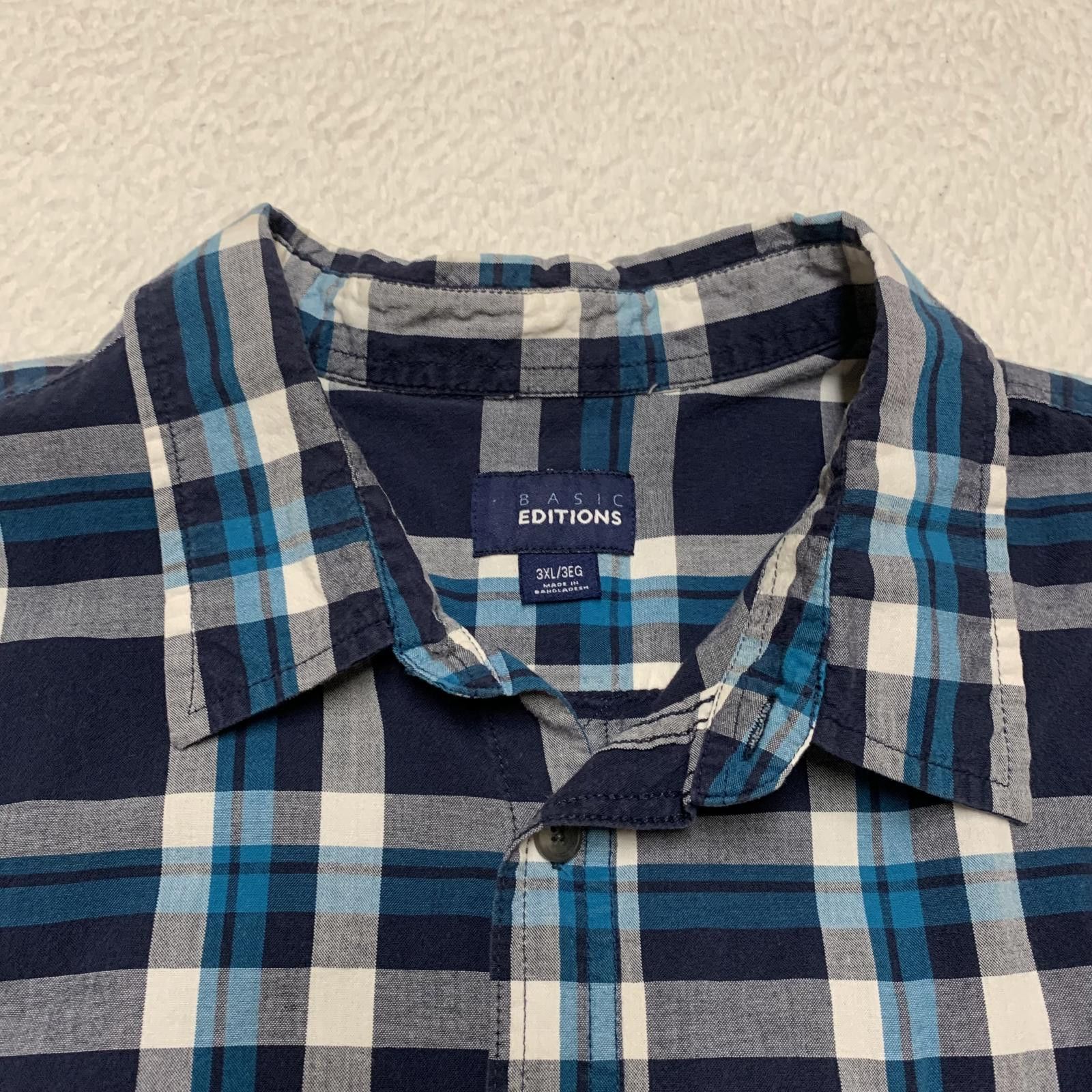 Basic Editions Basic Editions Men's 3XL Blue Plaid Short Sleeve Button Shir Size US XXL / EU 58 / 5 - 2 Thumbnail