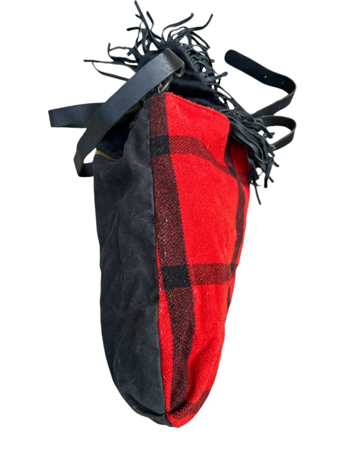 Leather Vintage Ralph Lauren Checks Wool Fringe Leather 2 Way Bag Size ONE SIZE - 14 Thumbnail