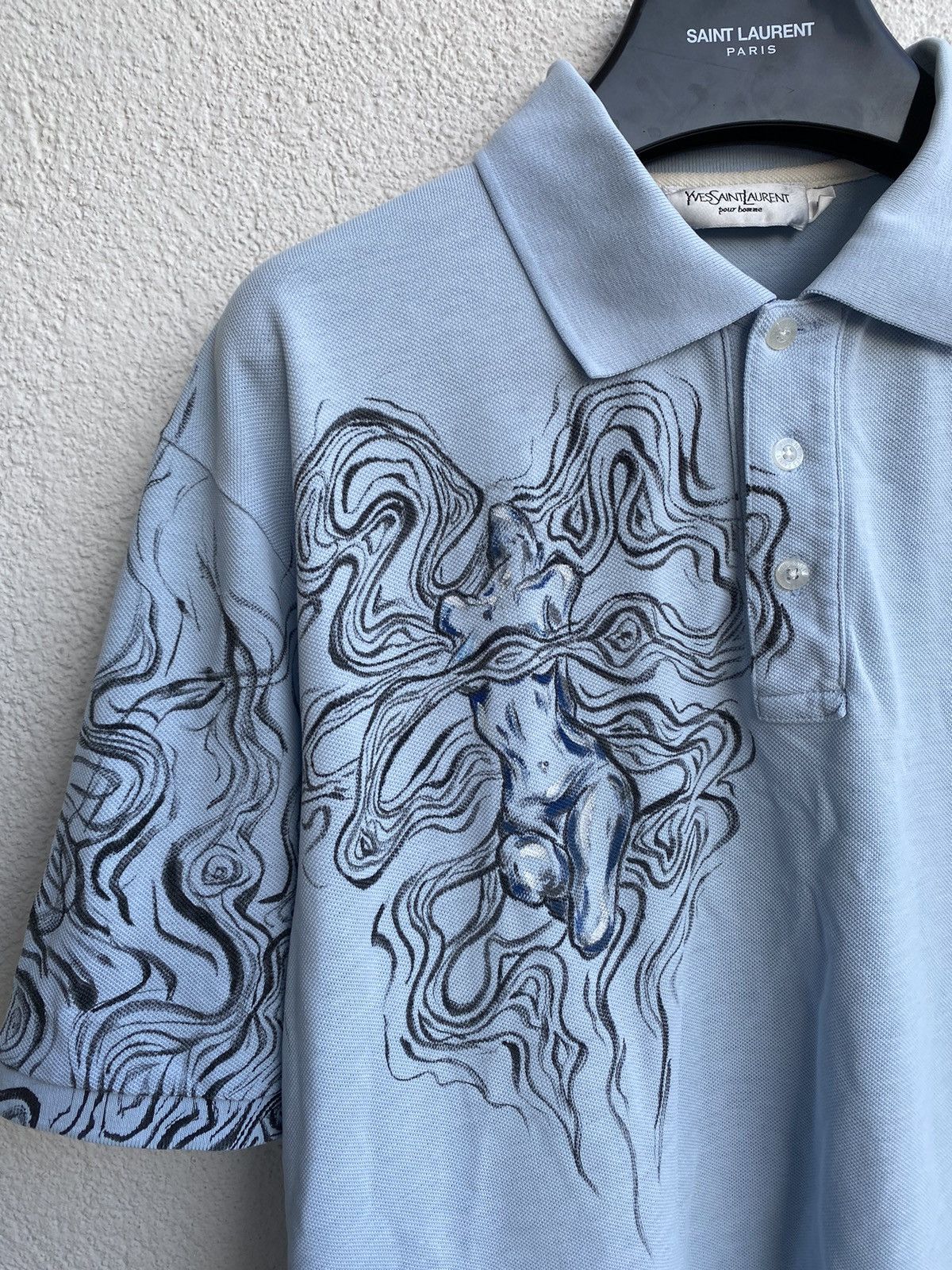 Yves Saint Laurent 1of1 YSL Polo Shirt Art Blue YSL Tee Size US L / EU 52-54 / 3 - 7 Thumbnail