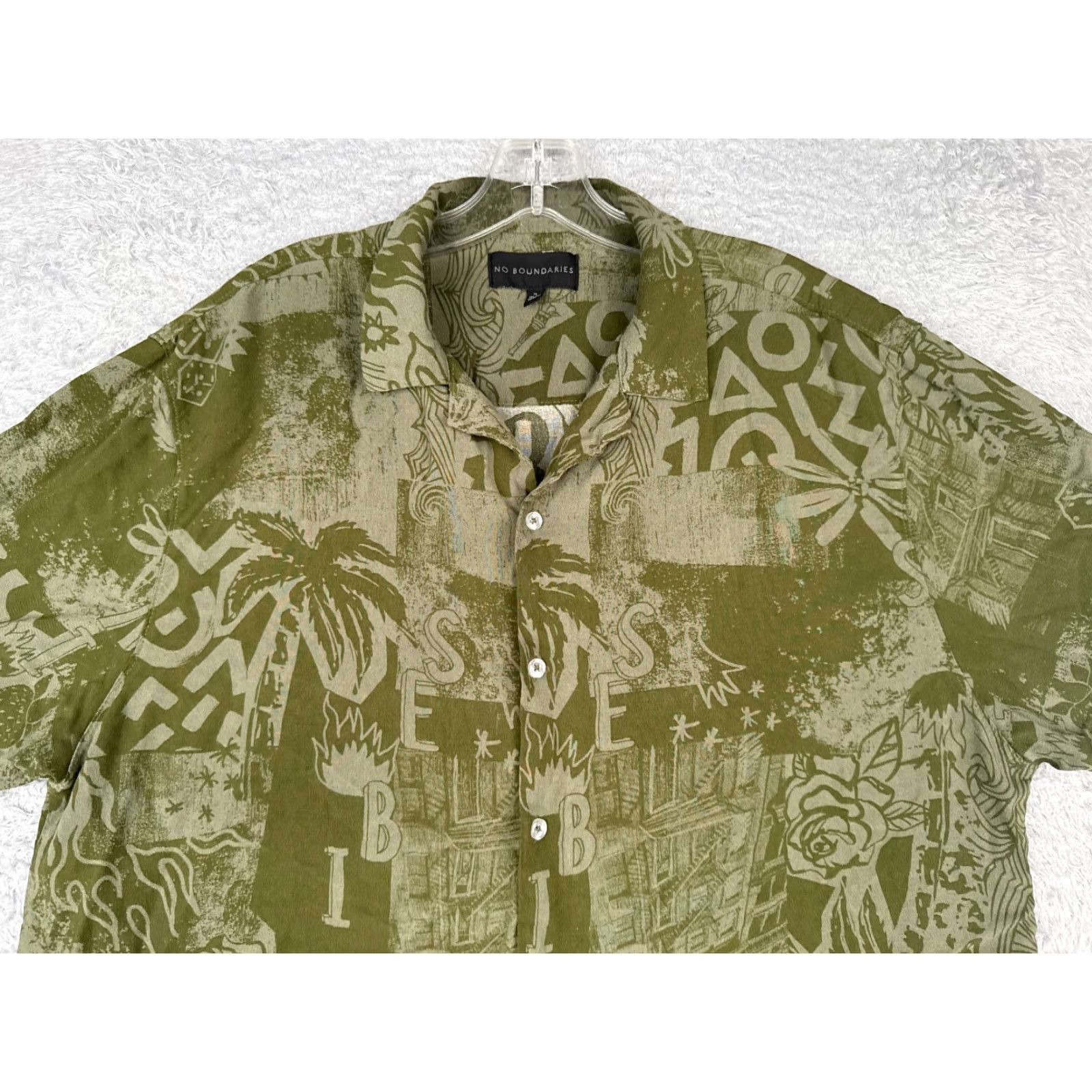 Vintage No Boundaries Men Shirt XL Green Floral Palm Vibes 100% Rayon Hawaiian Size US XL / EU 56 / 4 - 4 Thumbnail