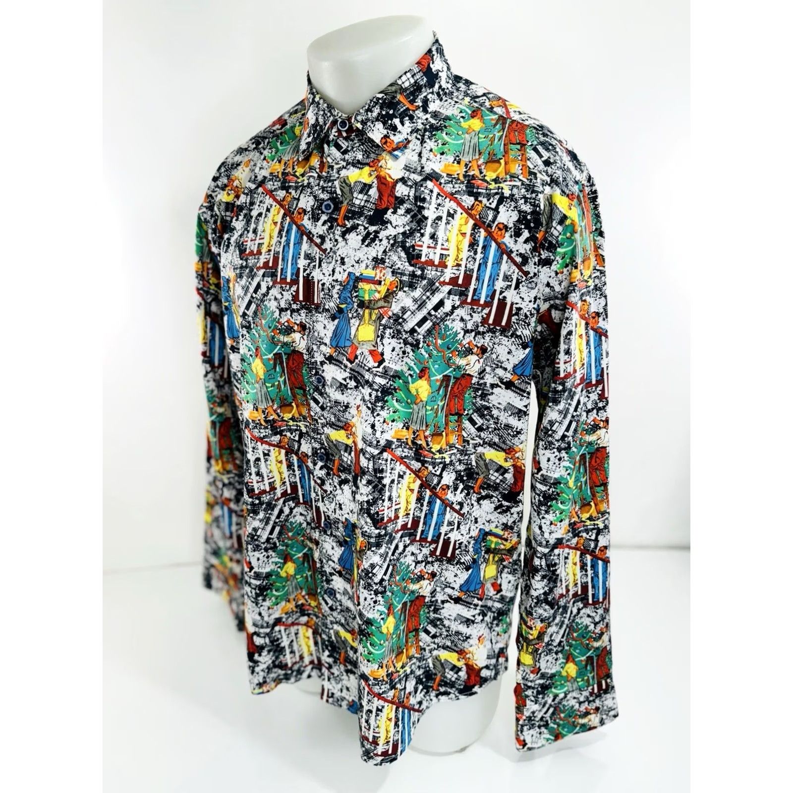 Robert Graham Robert Graham Holiday Christmas 50s Family Throwback Mens L Shirt Multicolor Size US L / EU 52-54 / 3 - 5 Thumbnail