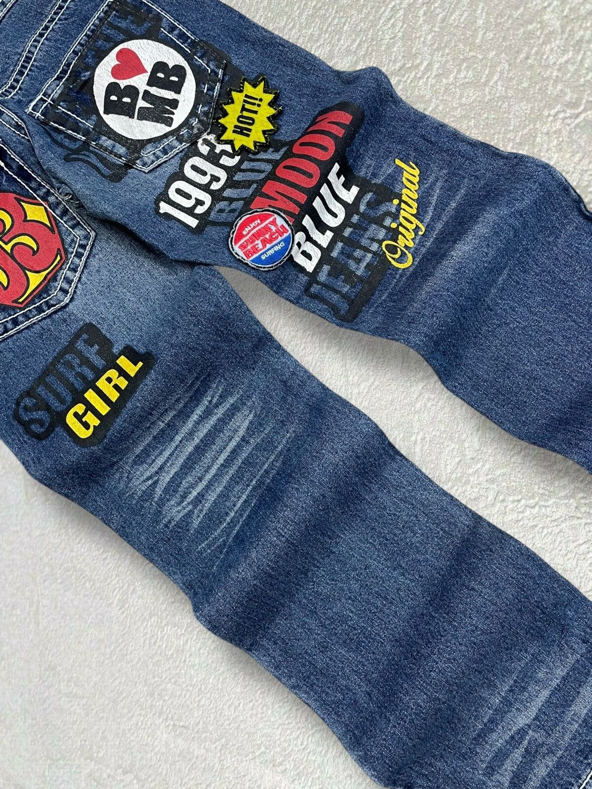 Japanese Brand Vintage 1990s Japan Designer Blue Moon Blue Surf Girl Denim Size US 29 - 3 Thumbnail