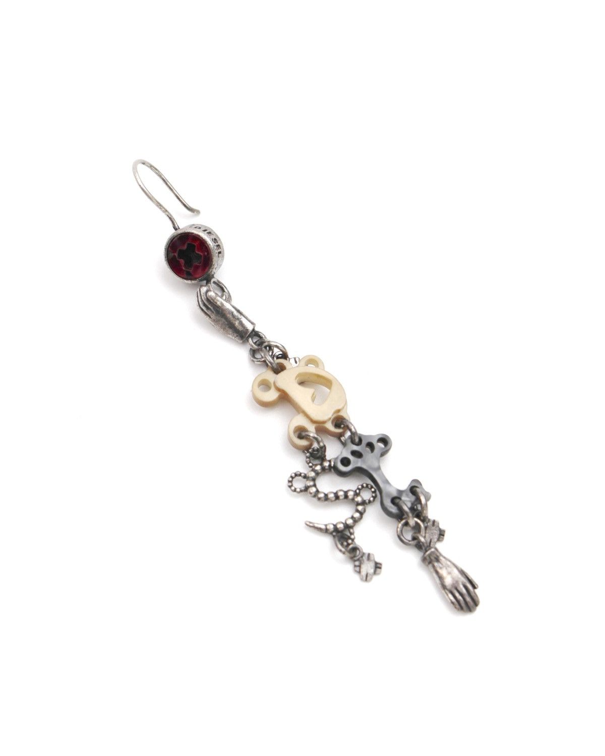 Diesel 2000S DIESEL MIXED RED GEM HAND CHARM SINGLE EARRING Size ONE SIZE - 2 Thumbnail