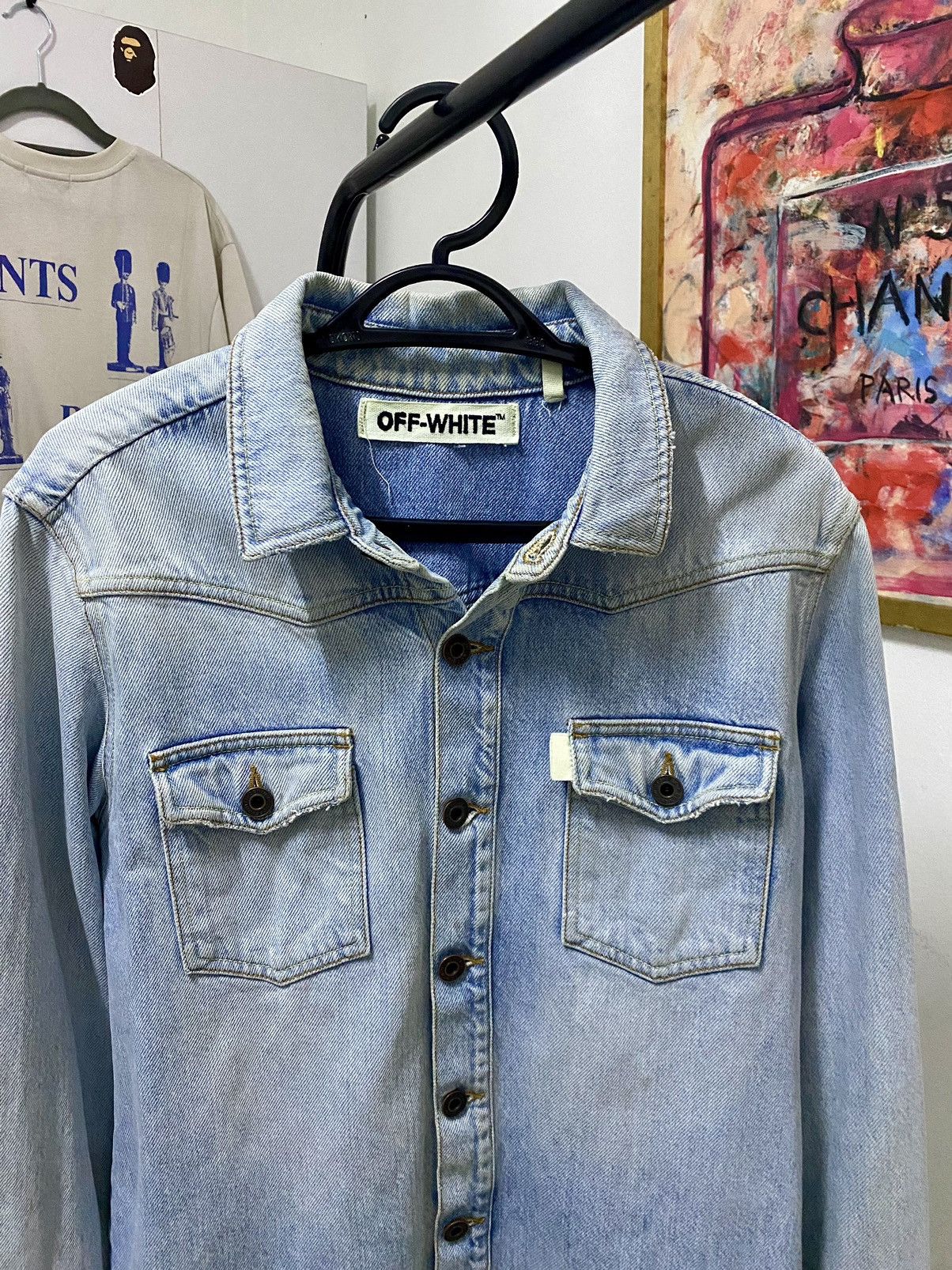 Off-White Off-White Diagonal Spray Denim trompe l'oeil Button up Size US S / EU 44-46 / 1 - 6 Thumbnail