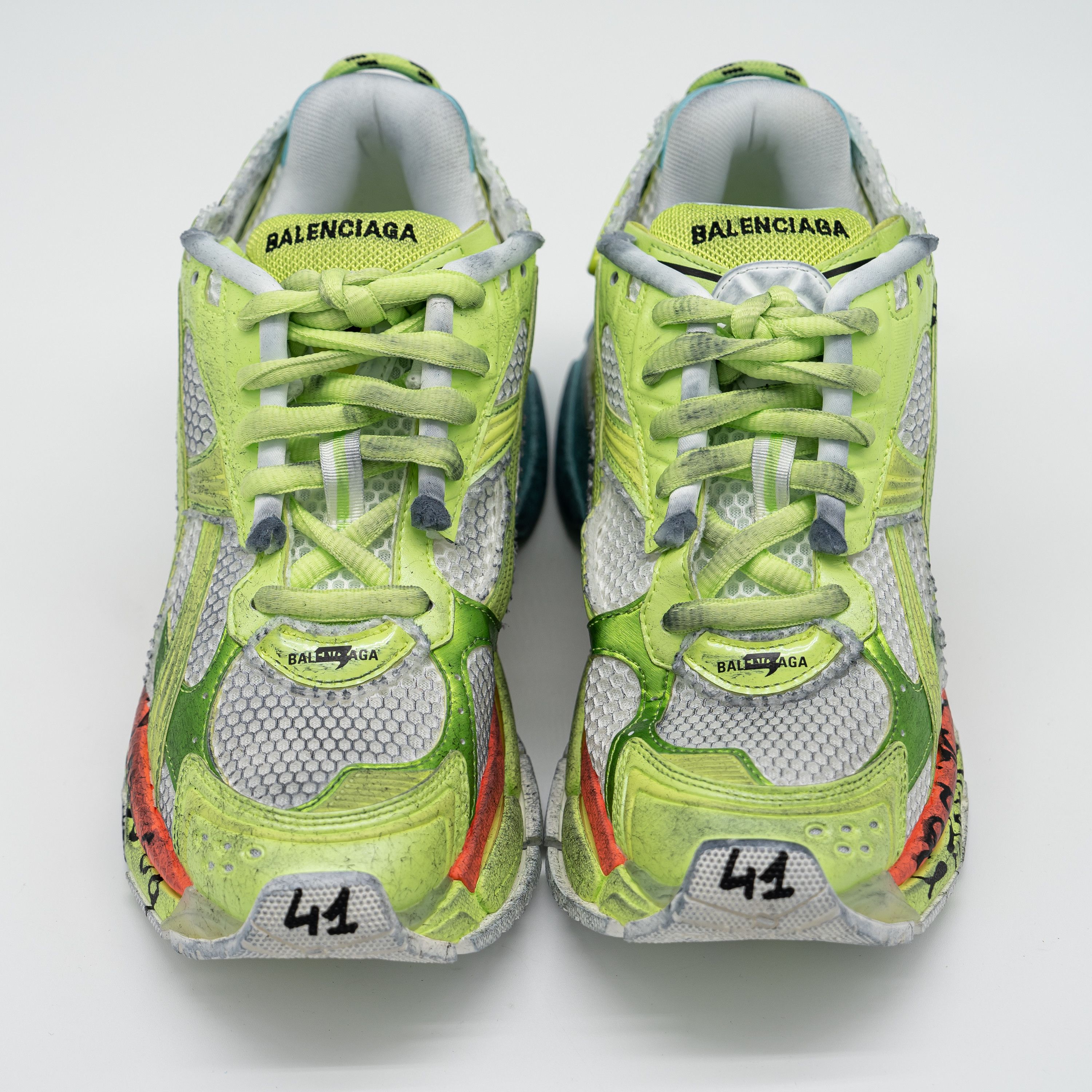 Balenciaga 41eu 8 US Balenciaga Runner Sneakers White Neon Green Yellow Size US 8 / EU 41 - 3 Thumbnail