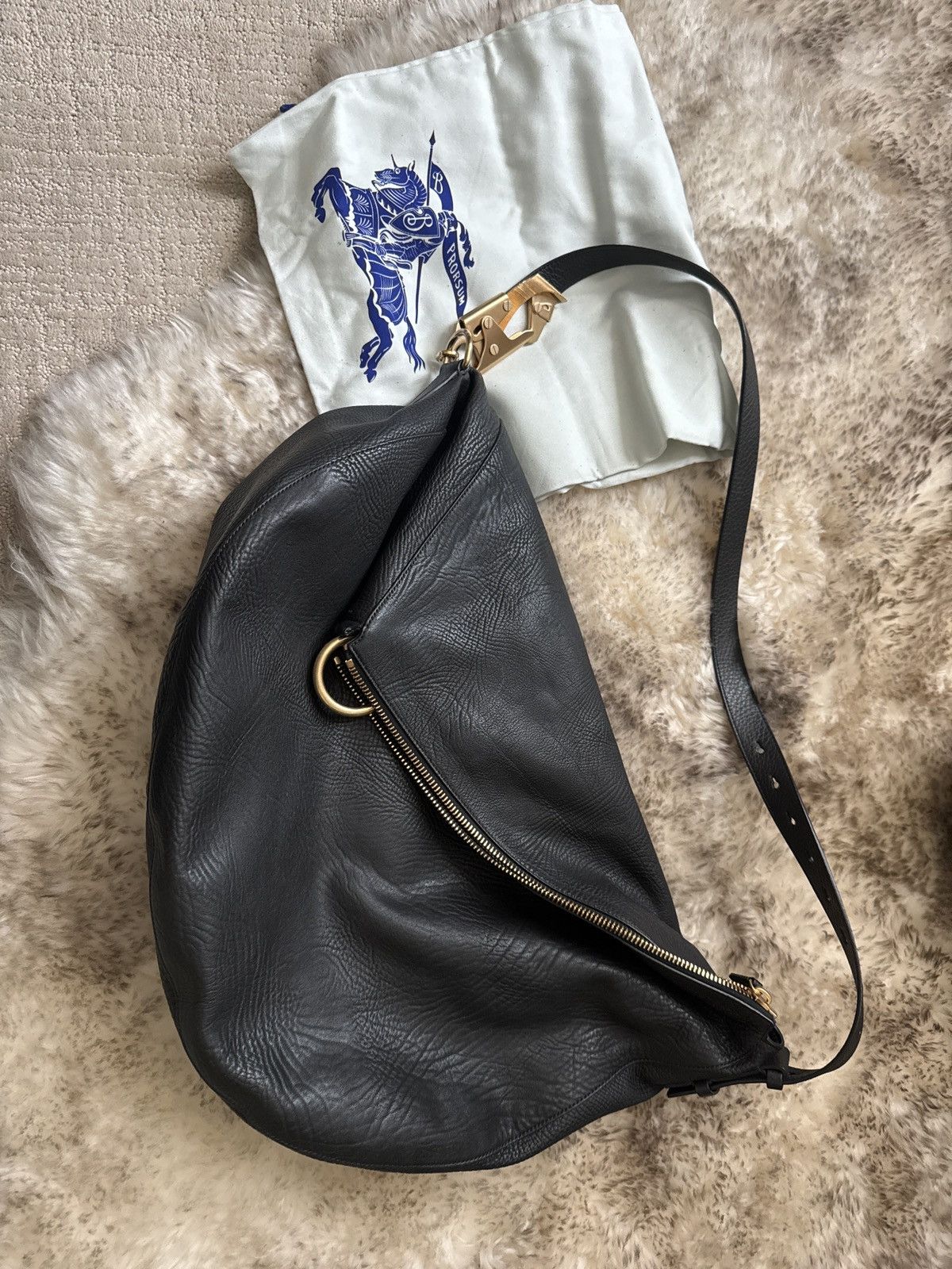 Burberry Like a New! Black Leather Large Tote Bag Size ONE SIZE - 2 Thumbnail