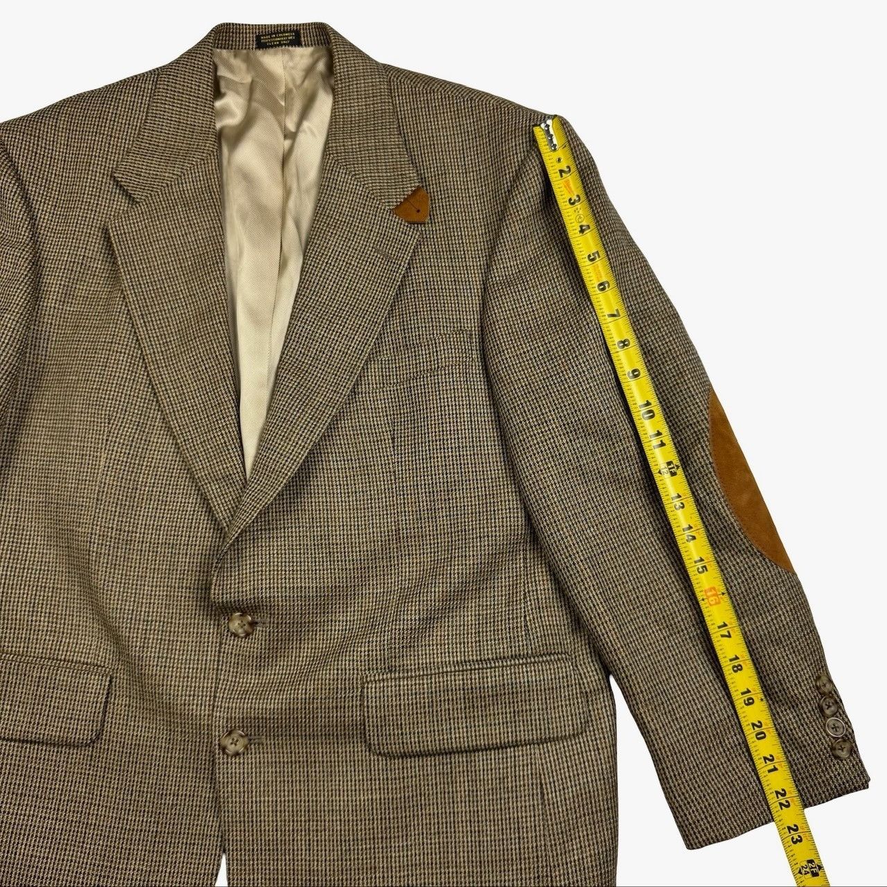 Oscar De La Renta Oscar De La Renta Men's Tweed Leather ELbow Patches Blazer J Size 42S - 9 Thumbnail