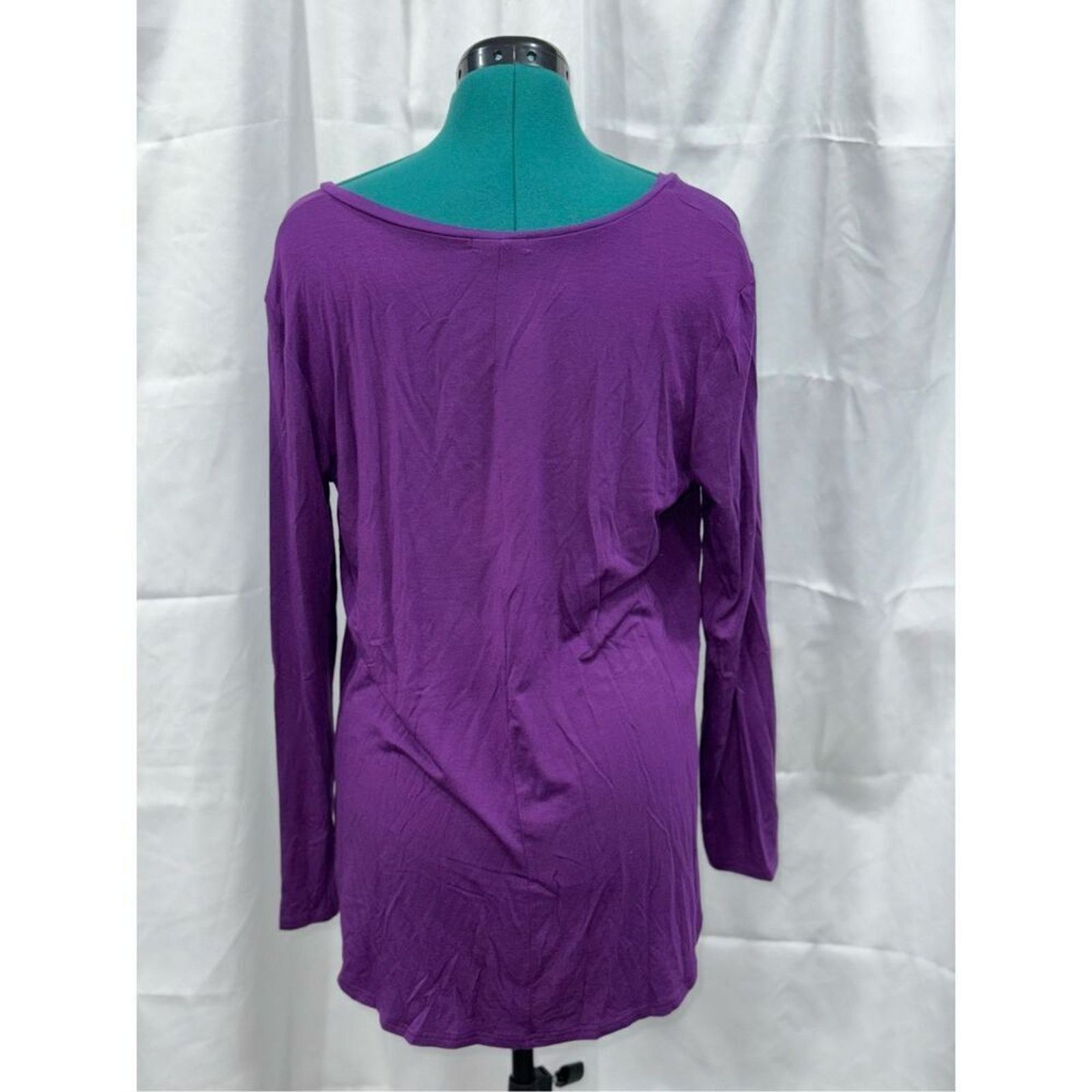 Other Halogen Purple V-Neck Long Sleeve T-Shirt | Sz L Size L / US 10 / IT 46 - 4 Thumbnail