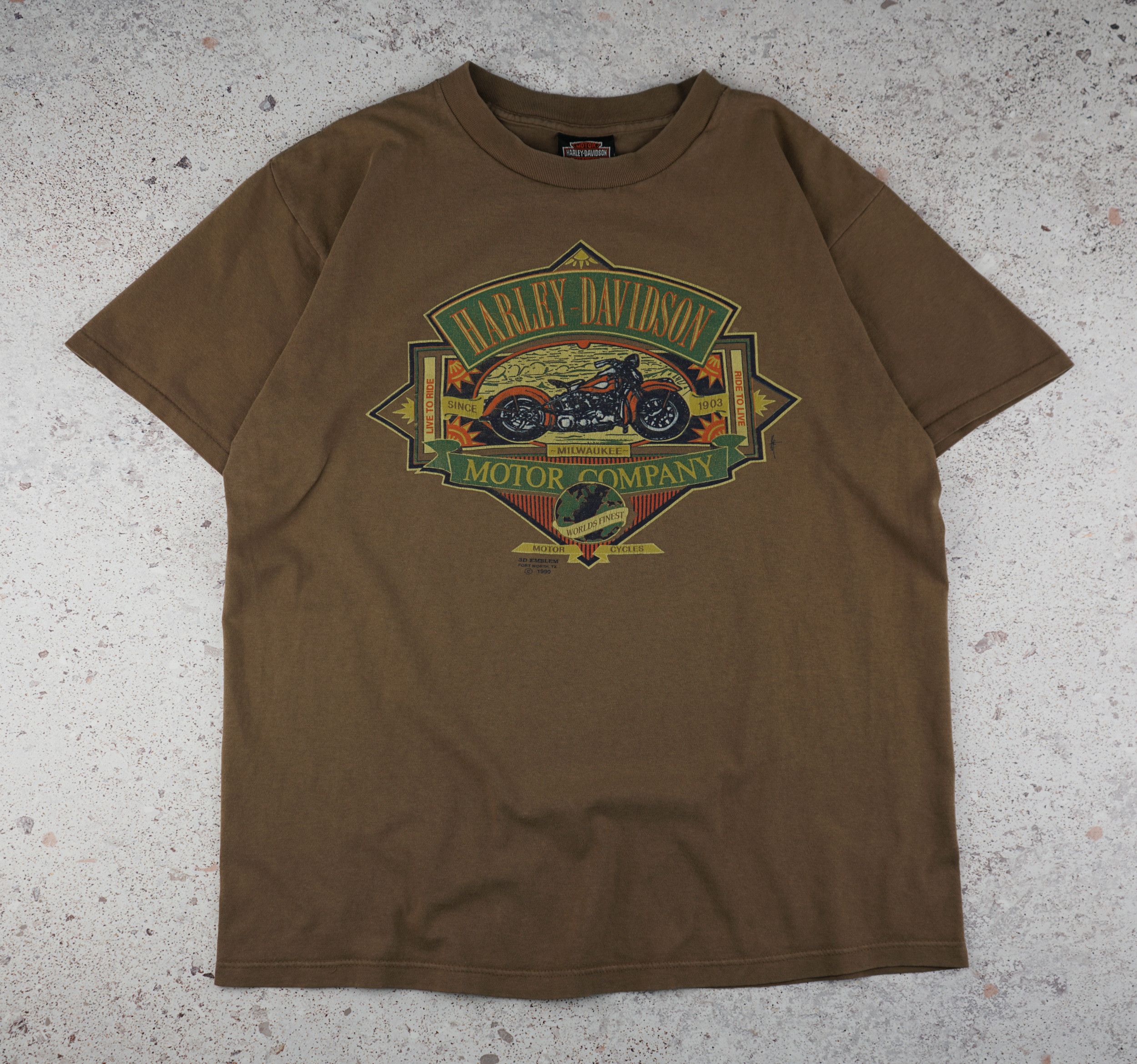 Harley Davidson × Vintage Vintage Harley Davidson Emblem 1990s T Shirt Size US M / EU 48-50 / 2 - 1 Thumbnail