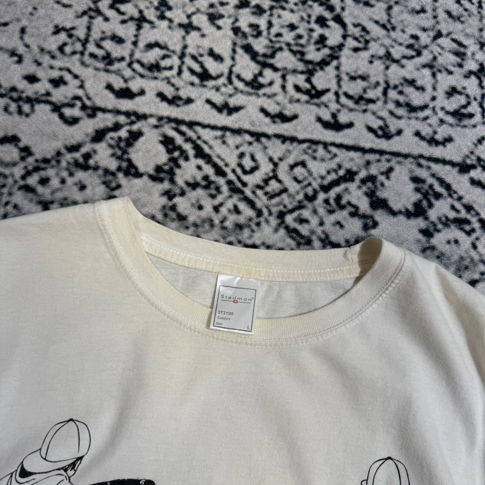 Vintage Vintage Stedman White Cotton T-Shirt Size L Graffiti Size US L / EU 52-54 / 3 - 7 Thumbnail