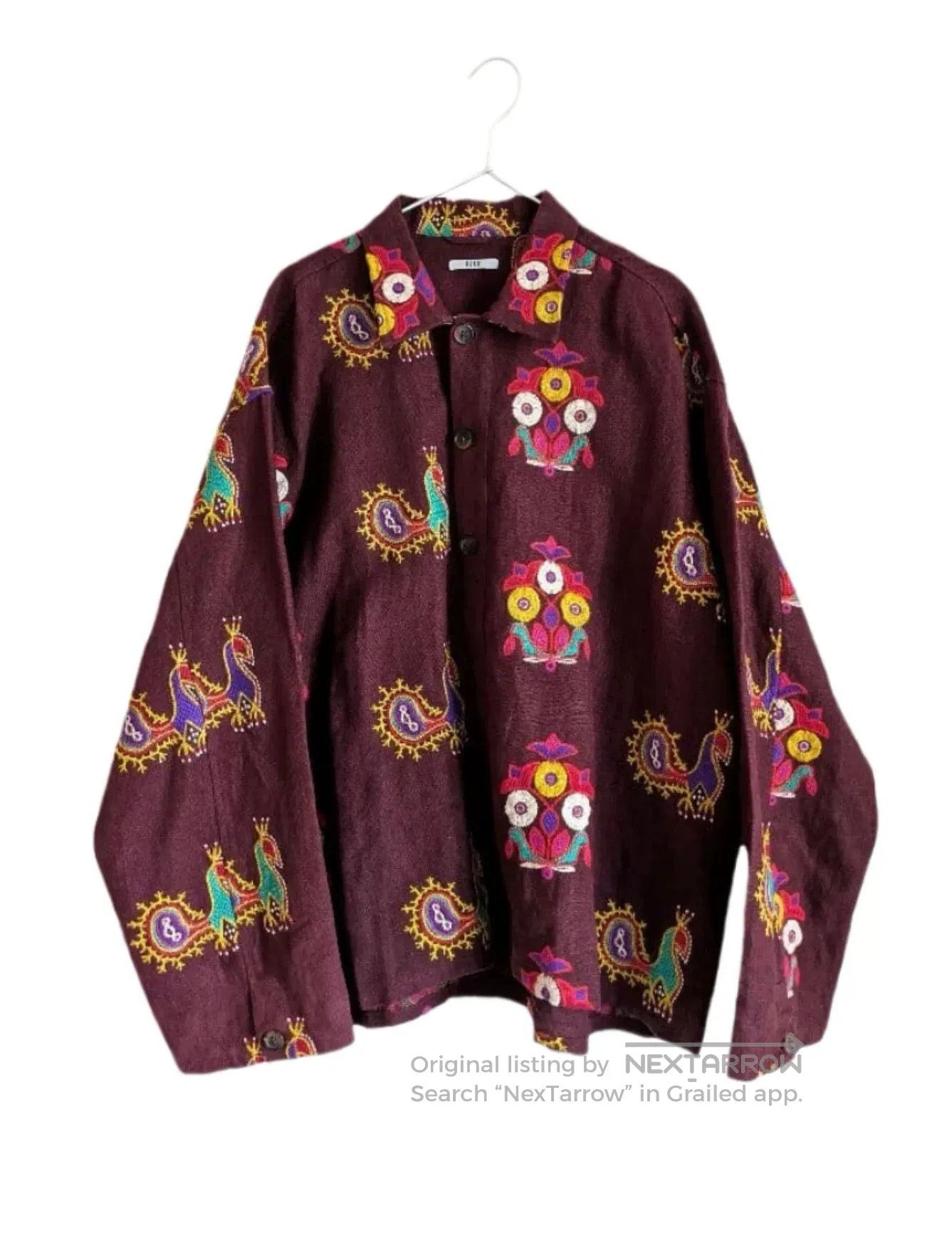 Bode BODE Peacock Embroidery Linen Pullover Shirt. Size M / US 6-8 / IT 42-44 - 1 Thumbnail