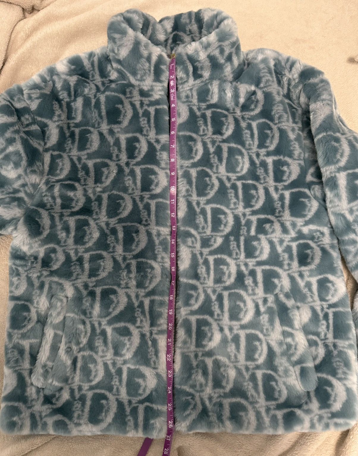 Vandy The Pink VandythePink Blue Monogram Faux Fur Jacket Size US M / EU 48-50 / 2 - 5 Thumbnail