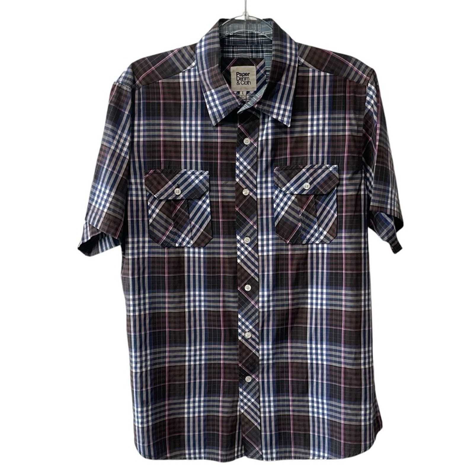 Paper Denim & Cloth Paper Denim & Cloth Plaid Collared Button Shirt Blue Multi L Size US L / EU 52-54 / 3 - 1 Thumbnail