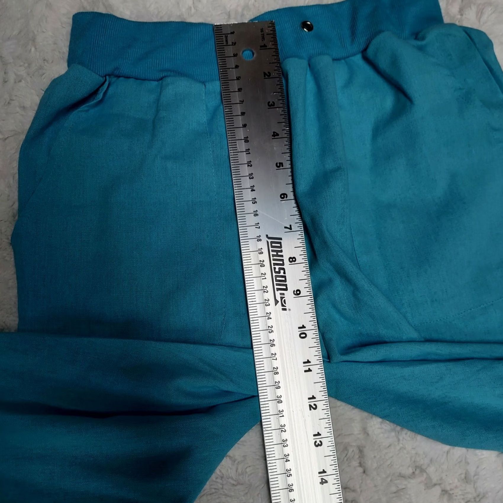 Vintage Misslook 365852 Women’s Elastic Waist Jogger Pants Small Blue Linen Blend Pockets Jogger Casual Size 28" / US 6 / IT 42 - 6 Thumbnail