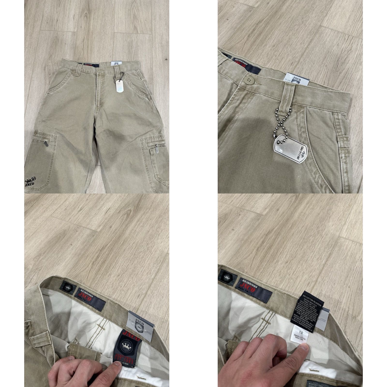 JNCO VINTAGE Jnco Baggy Wide-Leg Tribal Convertible Shorts Embroidered Unisex Adults 18 Beige NWT Size 40" / US 18 - 8 Thumbnail