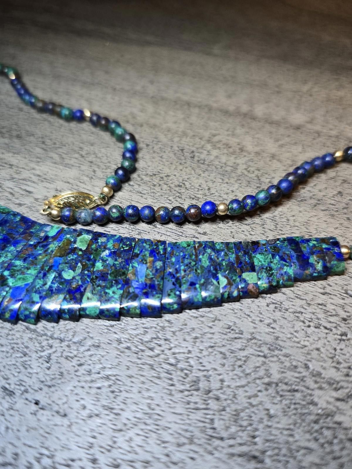 The Unbranded Brand Vibrant Azurmalachite Azurite Slab Necklace Artisan-Cut Size ONE SIZE - 2 Thumbnail