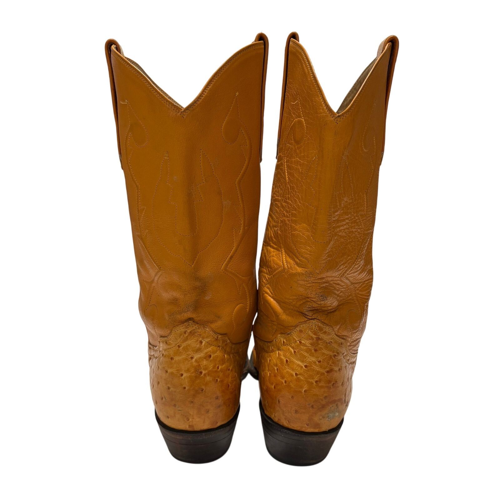 Leather Max Leather Yellow Genuine Ostrich Cowboy Boots 10 1/2 EE Size US 10.5 / EU 43-44 - 4 Thumbnail