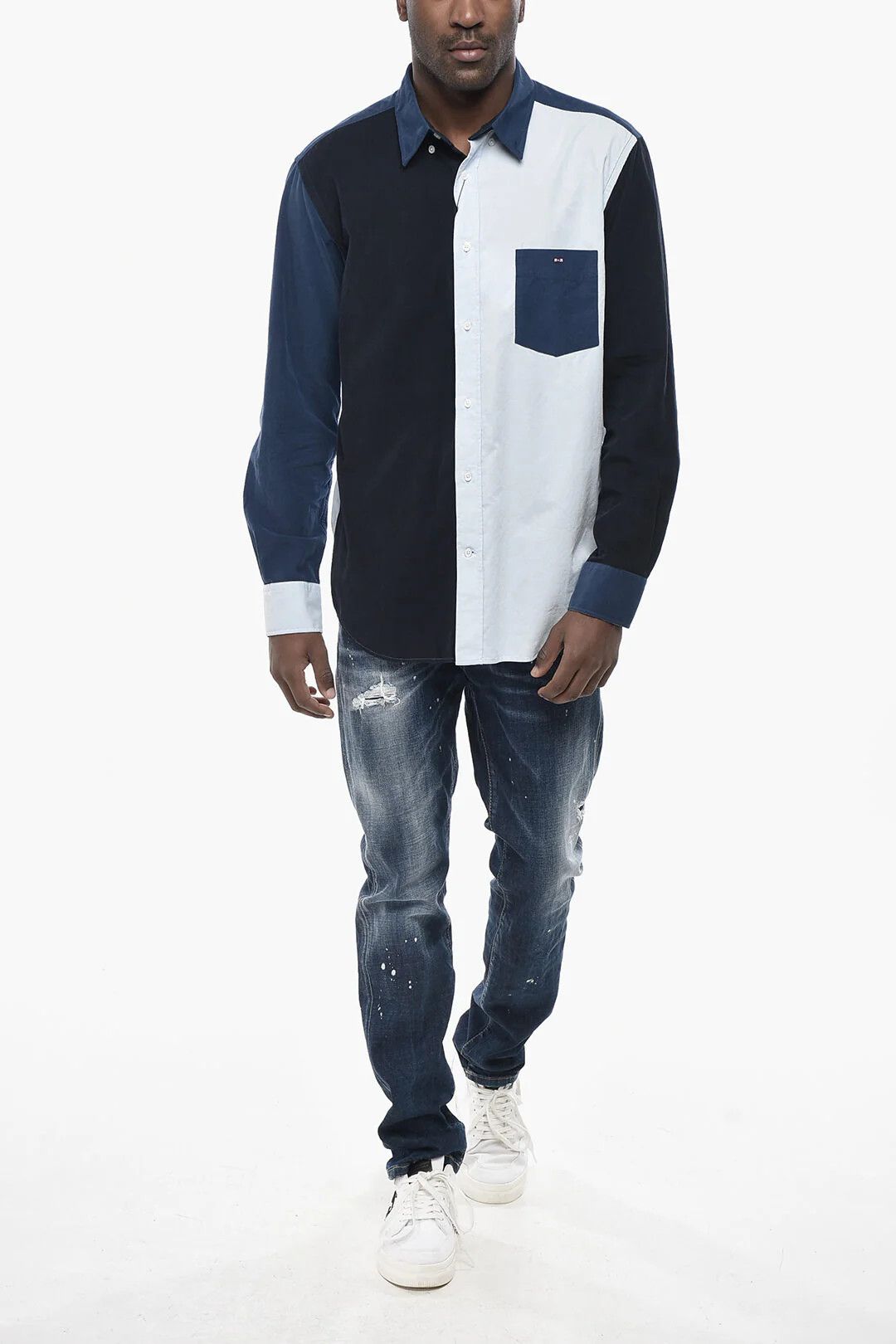 Eden Park og1mm0426 Ribbed Velour Casual Shirt in Blue Size US M / EU 48-50 / 2 - 4 Thumbnail