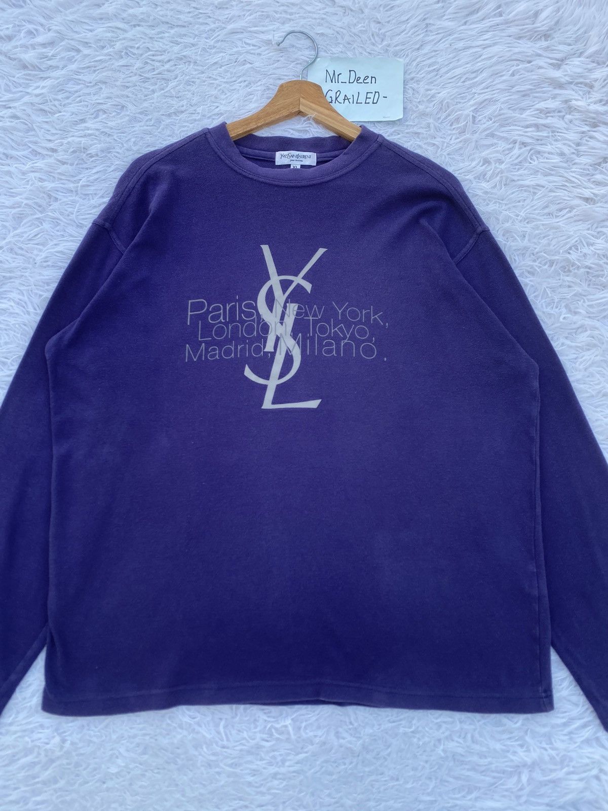Yves Saint Laurent Rare Vintage Yves Saint Laurent Big Logo Longsleeve Shirt Size US L / EU 52-54 / 3 - 6 Thumbnail