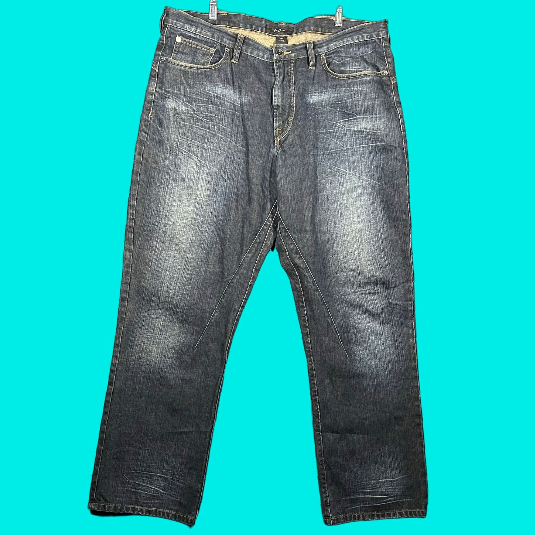 Sean John VTG Sean John Jeans Wide-Leg Hip Hop Baggy Denim 40x33 Mens Black/Blue Belted 90s Sketch Baggy Hip Hop Mens Jeans Size US 40 / EU 56 - 1 Thumbnail
