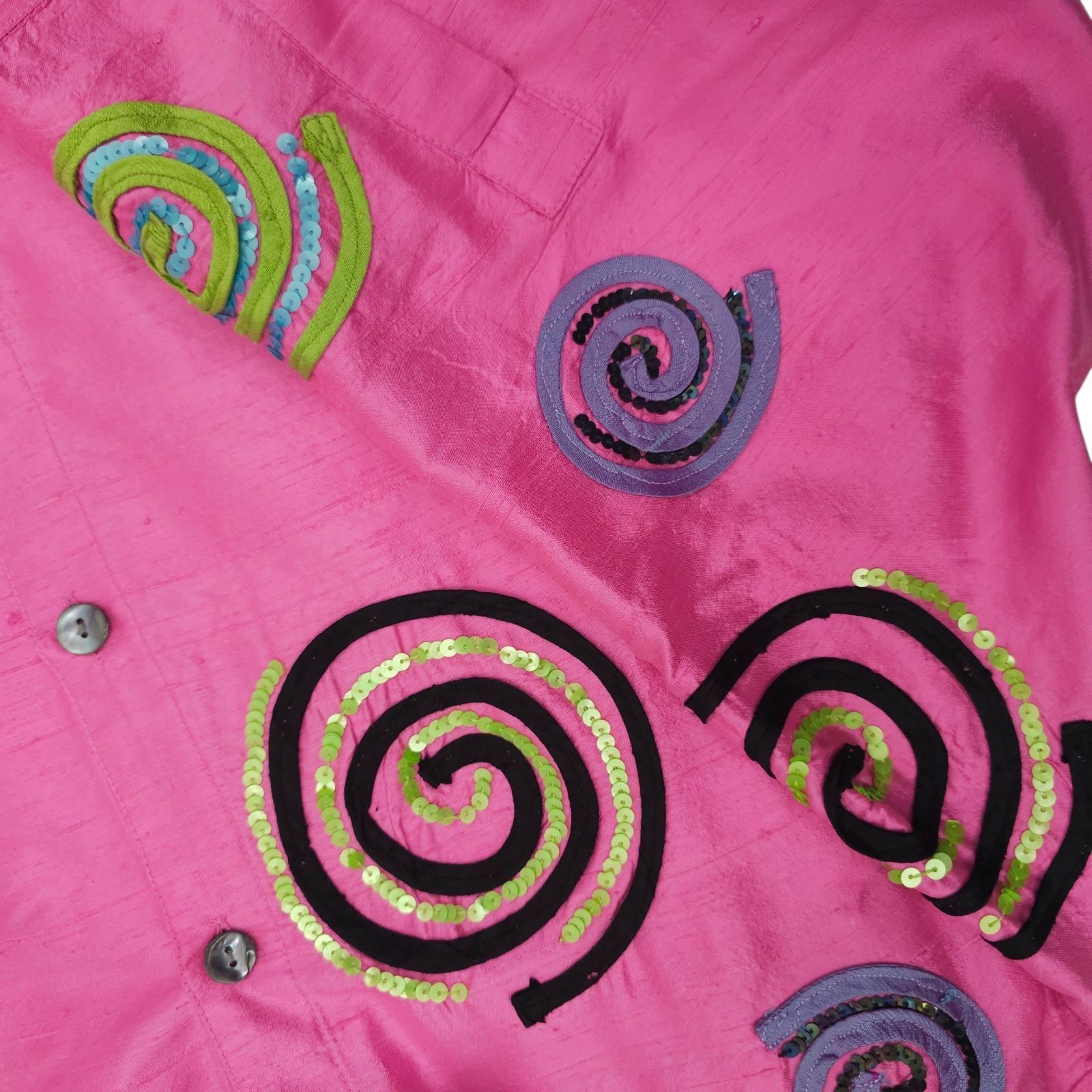 Other Bleu Bayou Silk Shacket L Pink Sequin Swirl Maximalist 90s Size L / US 10 / IT 46 - 18 Thumbnail