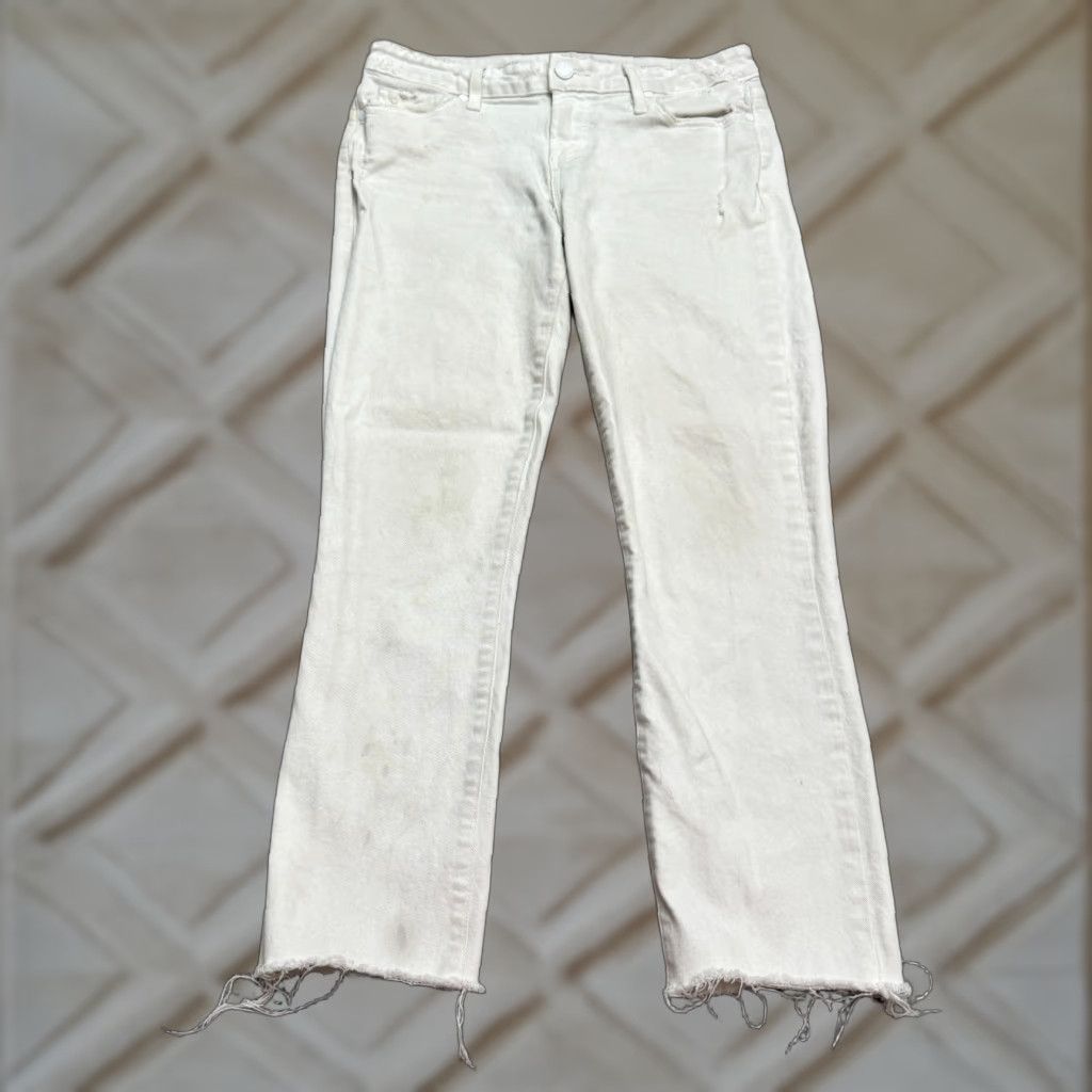 Paige Paige Skyline Skinny Crop Denim Jeans Womens 28 White Mid Rise Cotton Stretch Jeans Size 28" / US 6 / IT 42 - 1 Thumbnail