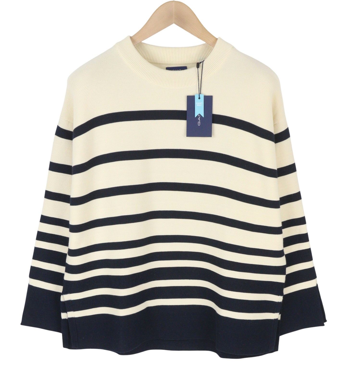 Gant BRETON STRIPE C-NECK XS Cream Tight-Knit Stretch 88112 Size XS / US 0-2 / IT 36-38 - 3 Thumbnail