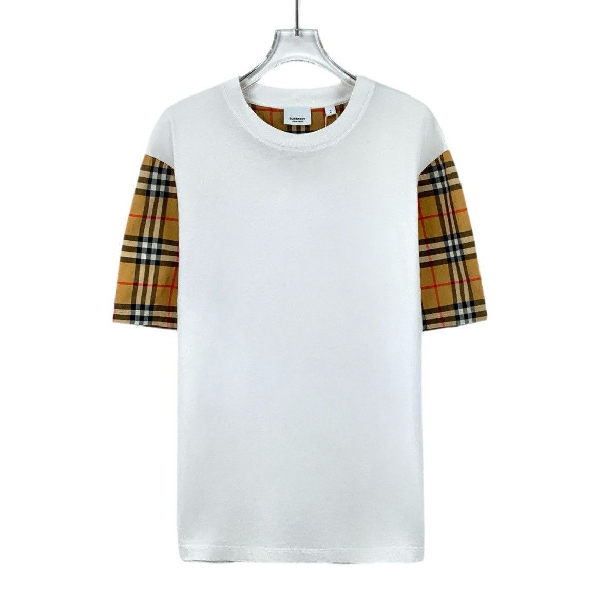 Burberry Burberry White Plaid Spliced Short Sleeve T-Shirt K26WX Size S / US 4 / IT 40 - 1 Thumbnail