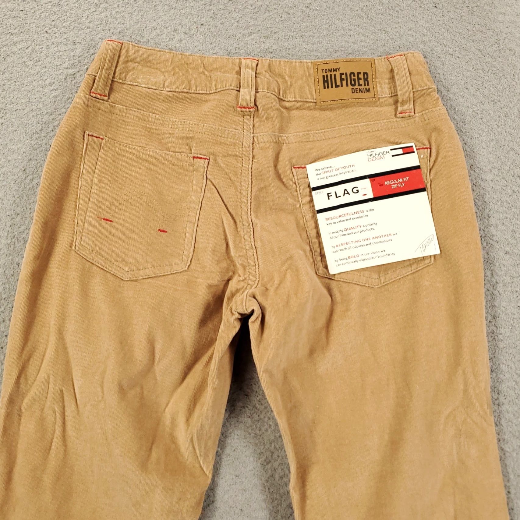 Tommy Hilfiger VINTAGE Tommy Hilfiger Corduroy Pants Womens Juniors 1 Tan Bootcut 90s Bohemian Size 25" / US 0 / IT 36 - 2 Thumbnail