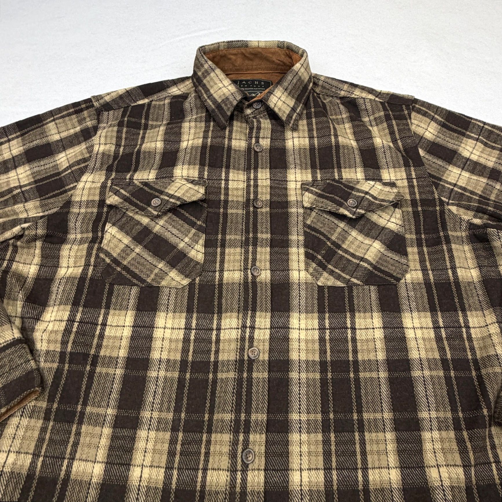 Vintage JACHS New York Shirt Mens 2XL Brown Plaid Flannel Button-Down Long Sleeve Casual Size US XXL / EU 58 / 5 - 2 Thumbnail