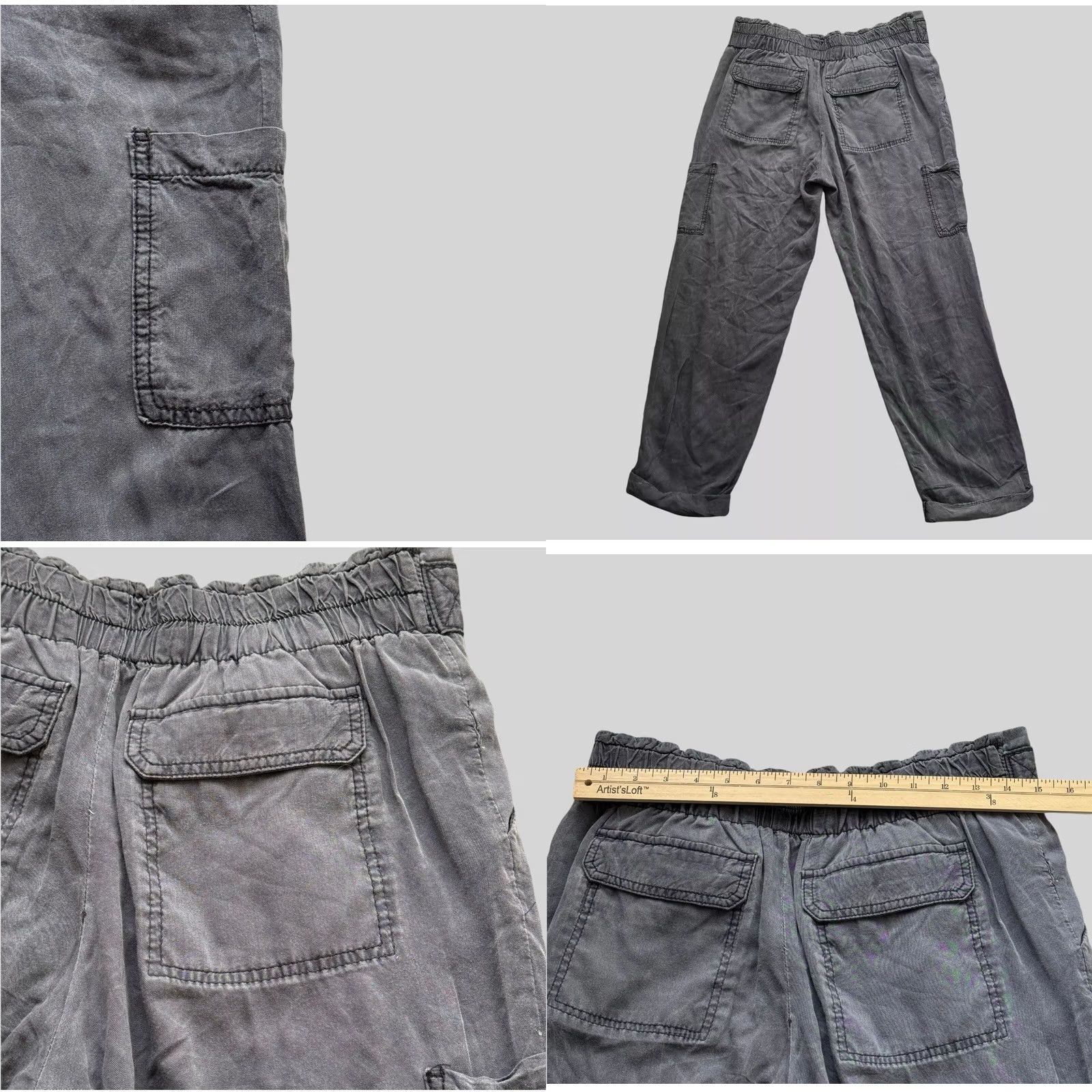 Free People Free People Pants Womens 2 Gray Utility Cargo Straight Leg Belted Button Fly Size 26" / US 2 / IT 38 - 8 Thumbnail