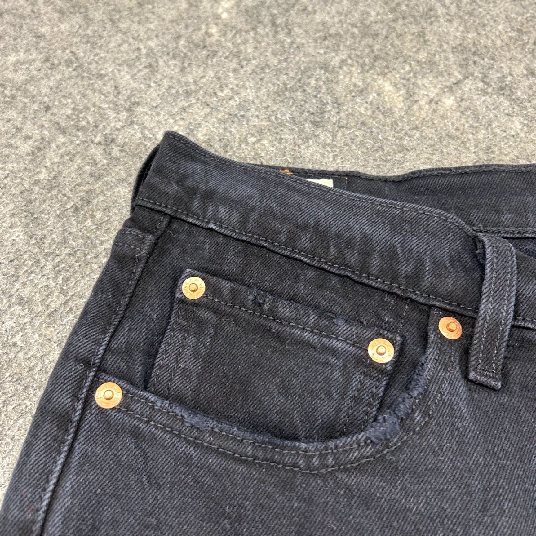 Levi's Levi's Jeans Womens 32x26 Black Ribcage Crop Flare Button Fly Dark Wash Premium 80s Retro Womens Jeans Es Size 24" / US 00 / IT 34 - 3 Thumbnail