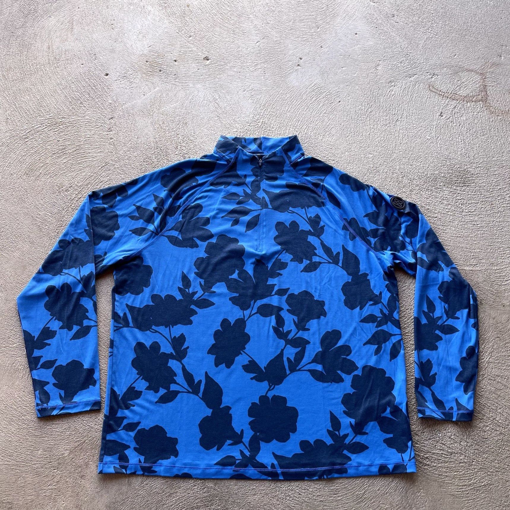 Vintage G Fore Men's XL Blue 1/4 Zip Floral Sweater Golf Performance Stretch Basic Shirt Size US XL / EU 56 / 4 - 2 Thumbnail