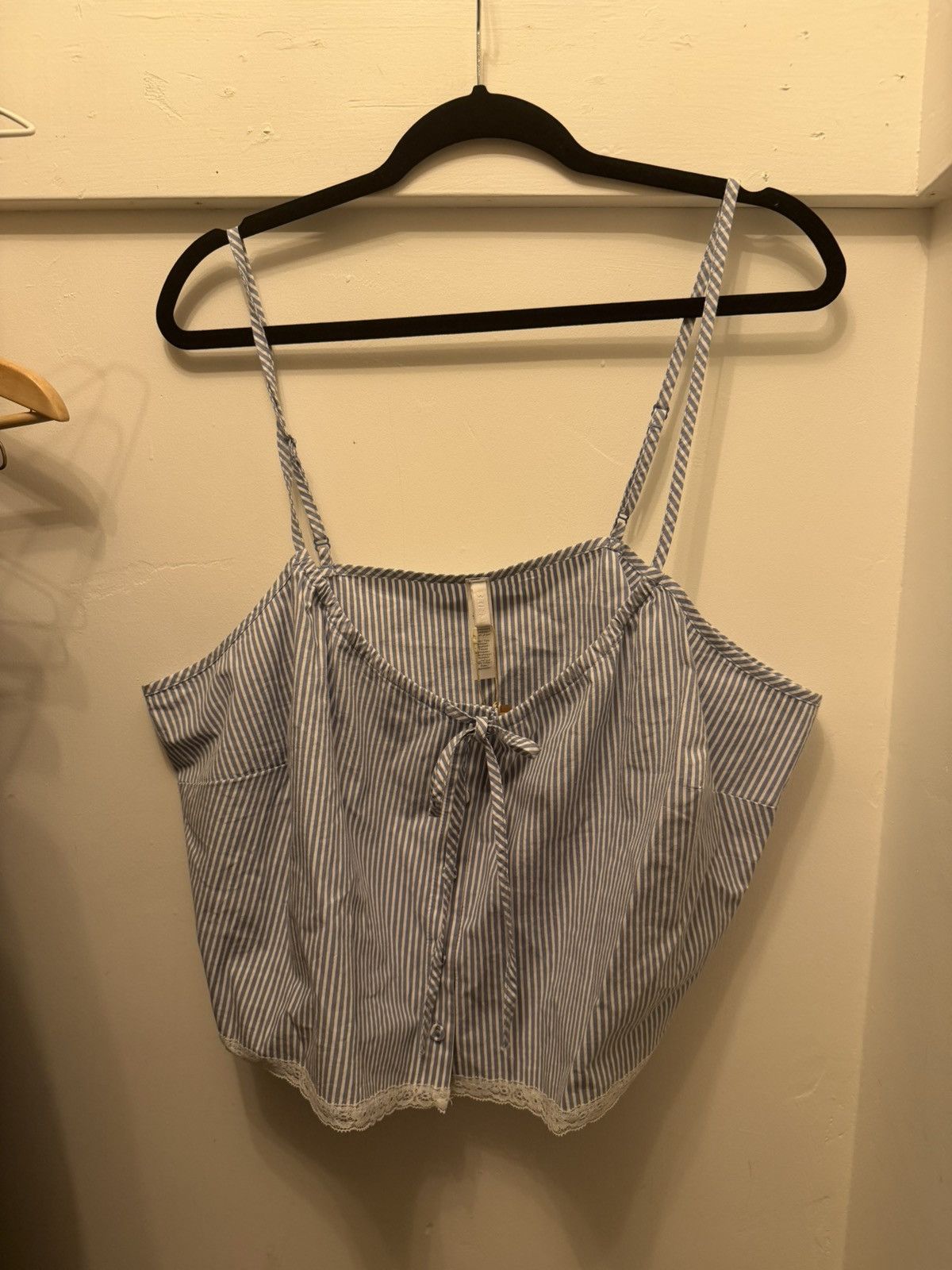 SKIMS SKIMS Crop Poplin Sleep Camisole Cadet Stripe Blue White XL Size XL / US 12-14 / IT 48-50 - 4 Thumbnail