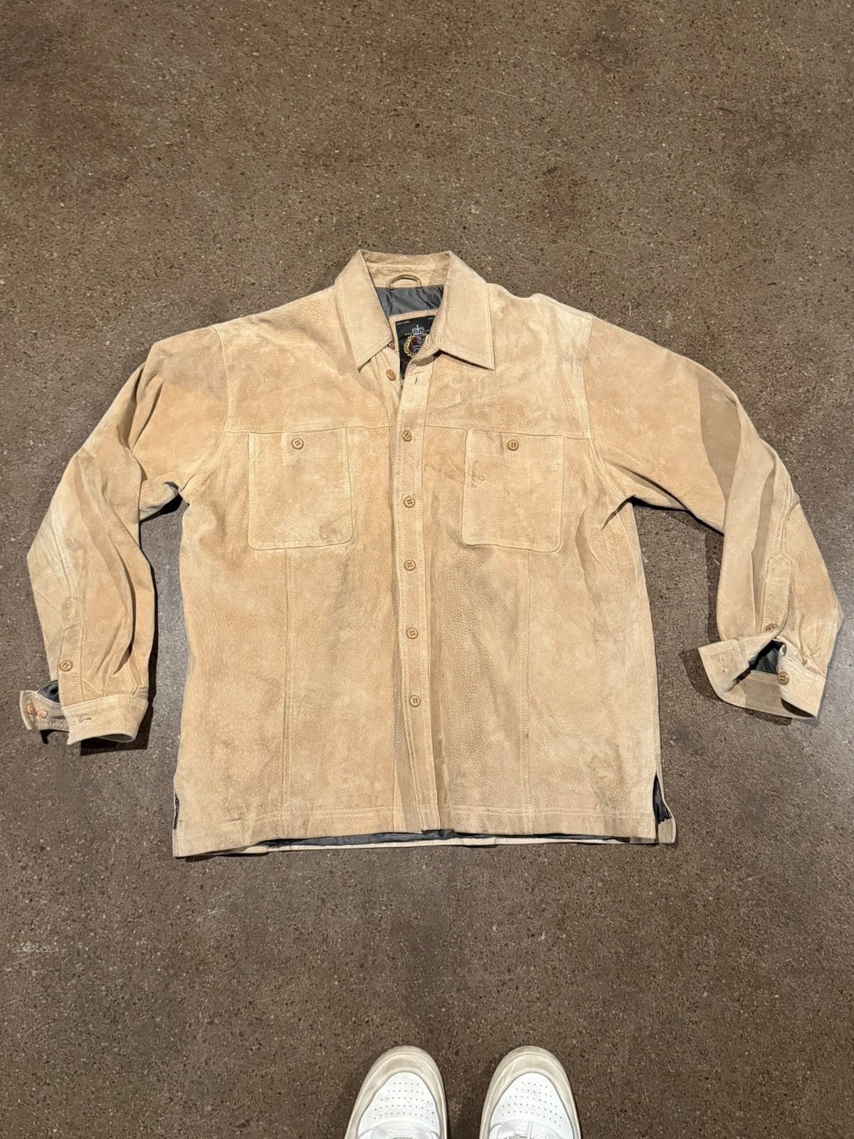 Vintage Vintage prestige leather beige suede button up jacket Size US XL / EU 56 / 4 - 1 Thumbnail
