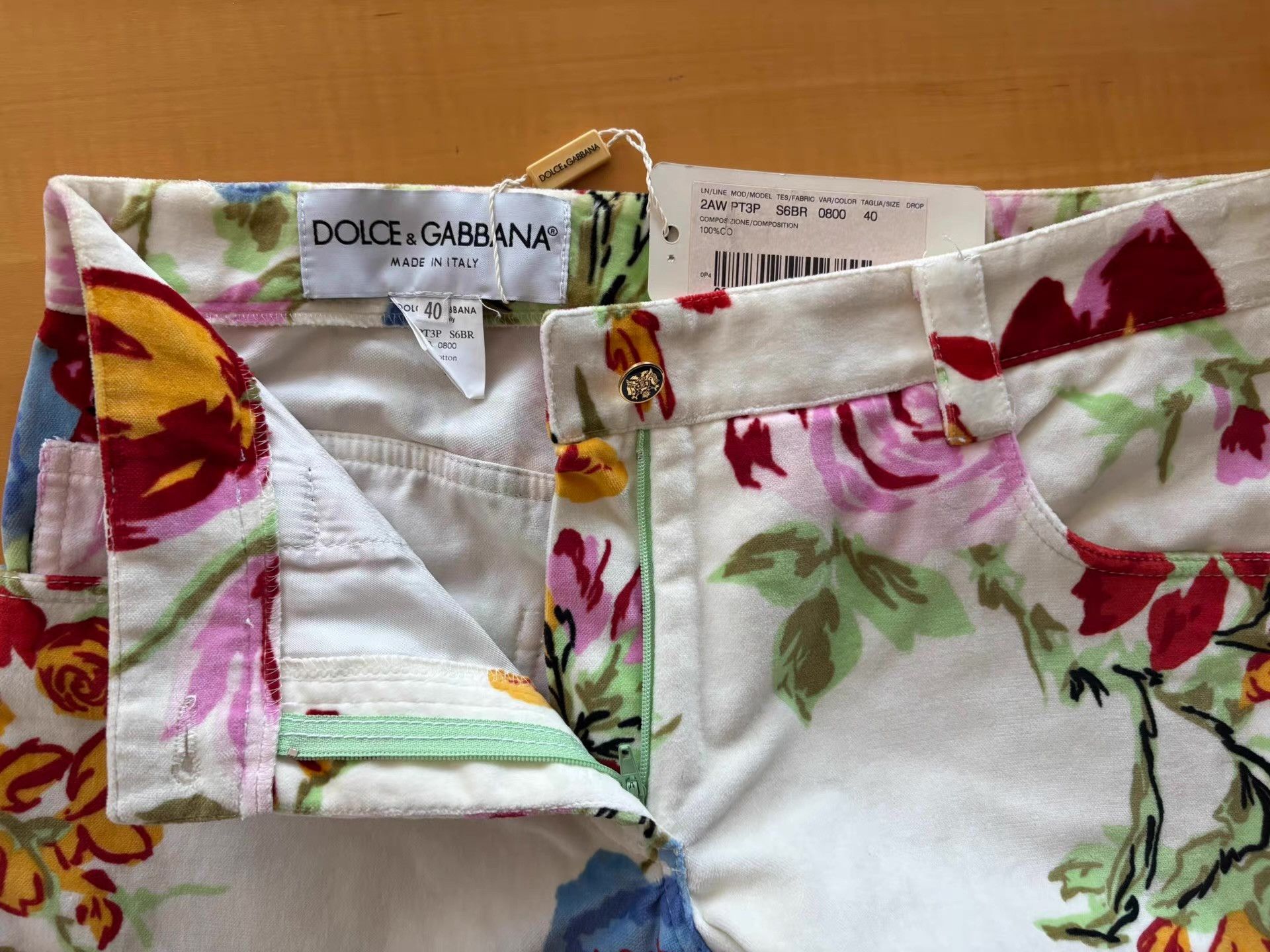 Dolce & Gabbana Dolce&Gabbana Women's Floral Print Velvet Trousers Ｑ21 Size 28" / US 6 / IT 42 - 6 Thumbnail