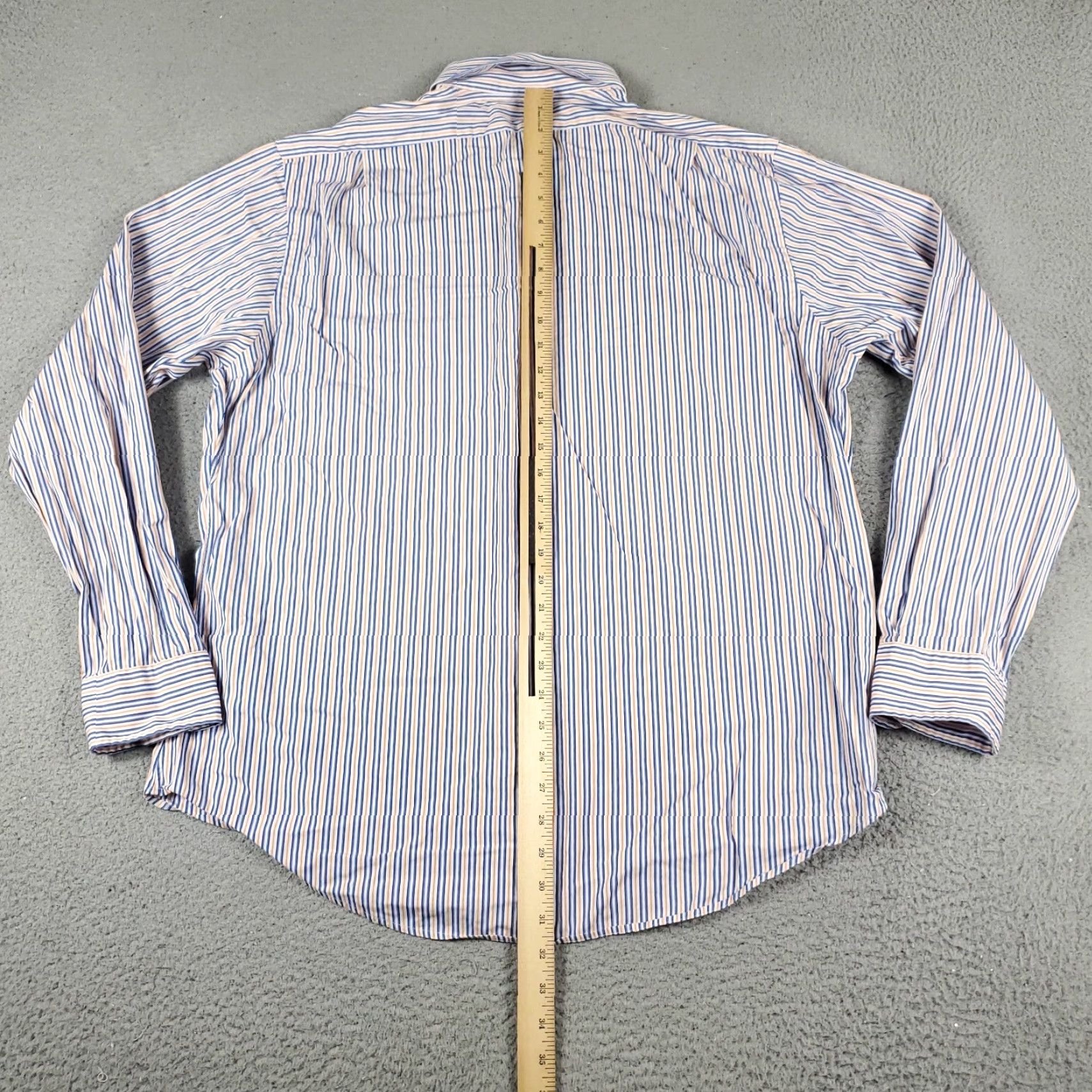 Ralph Lauren Ralph Lauren Dress Shirt Mens 17.5 Blue Orange Stripe Pony Button Up Long Sleeve Classic Fit 100% Cotton Size 46R - 3 Thumbnail