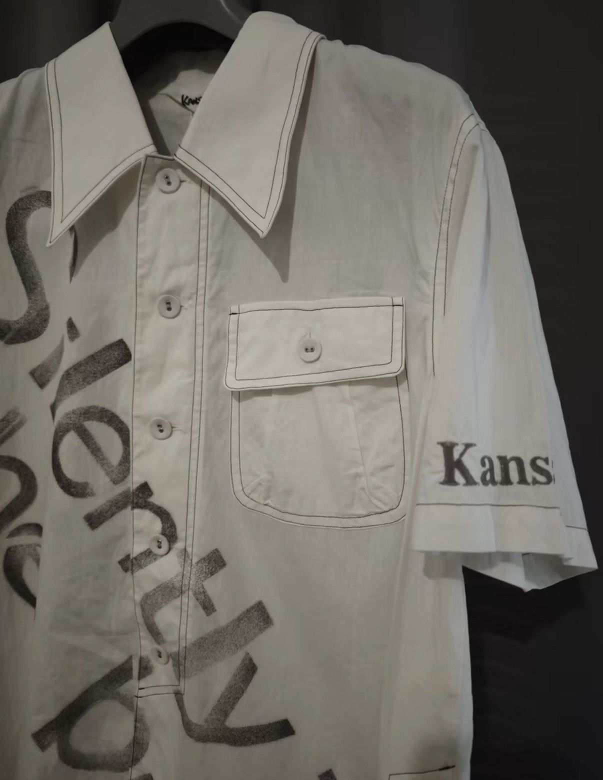 Kansai Yamamoto Kansai Yamamoto Embroidered Slogan Loose Short Sleeve Shirt Size US M / EU 48-50 / 2 - 6 Thumbnail